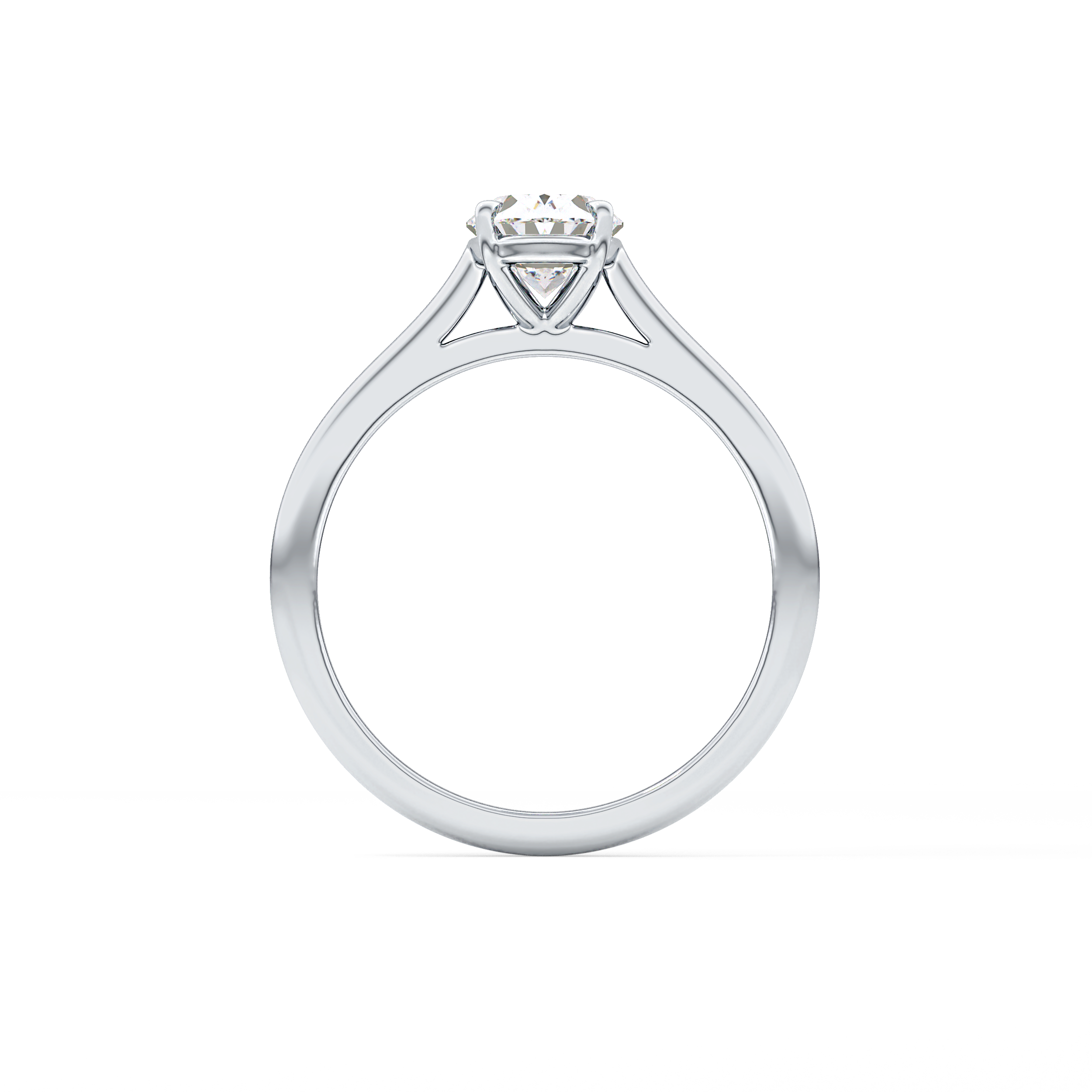 Oval Solitaire Cathedral Lab Grown Diamond Engagement Ring