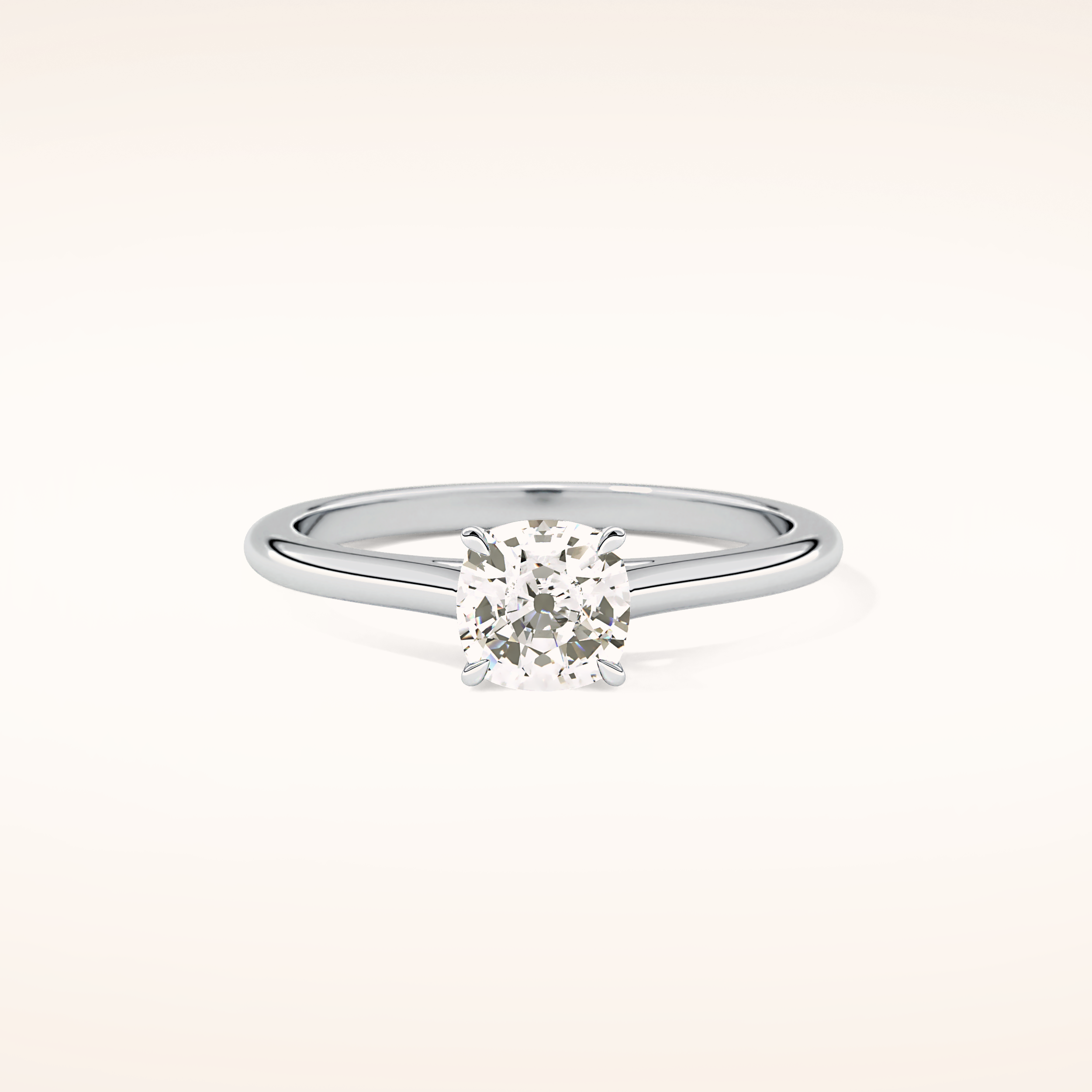 0.95 CT Cushion Shaped Solitaire Moissanite Engagement Ring