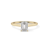 Emerald Solitaire Cathedral Lab Grown Diamond Engagement Ring