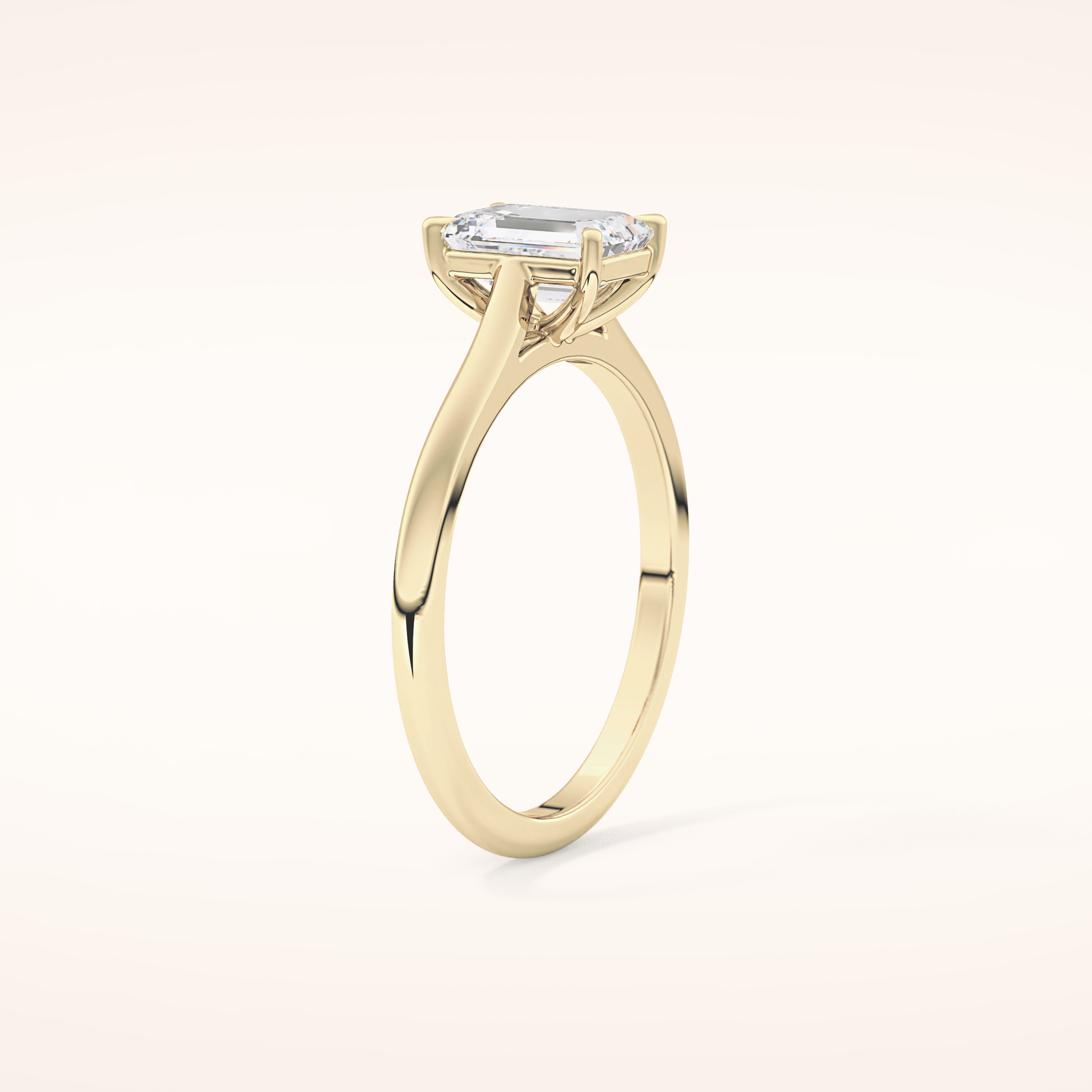 1.02 CT Emerald Shaped Solitaire Moissanite Engagement Ring