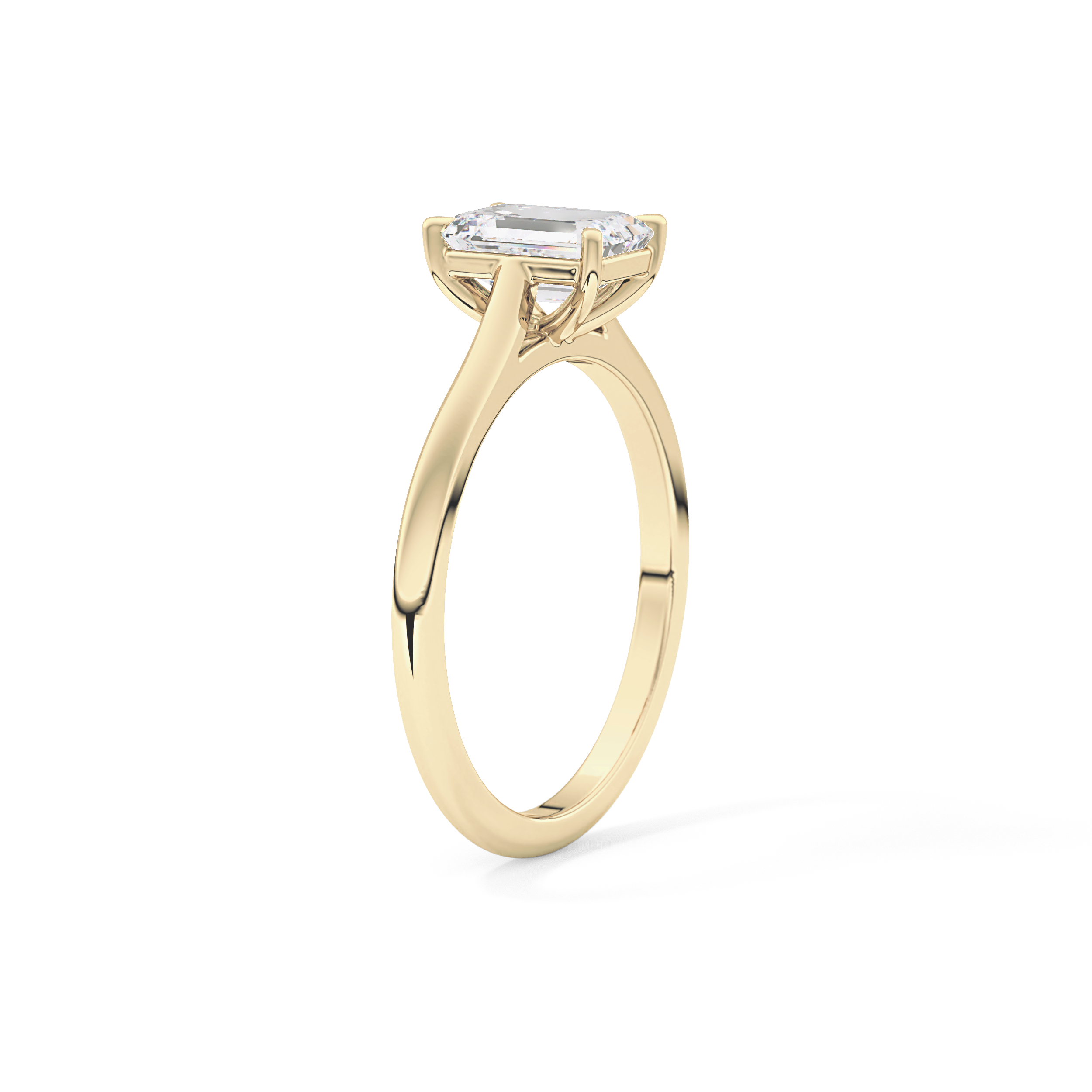 Emerald Solitaire Cathedral Lab Grown Diamond Engagement Ring