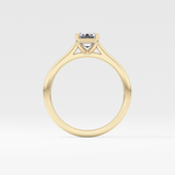 Emerald Solitaire Cathedral Lab Grown Diamond Engagement Ring