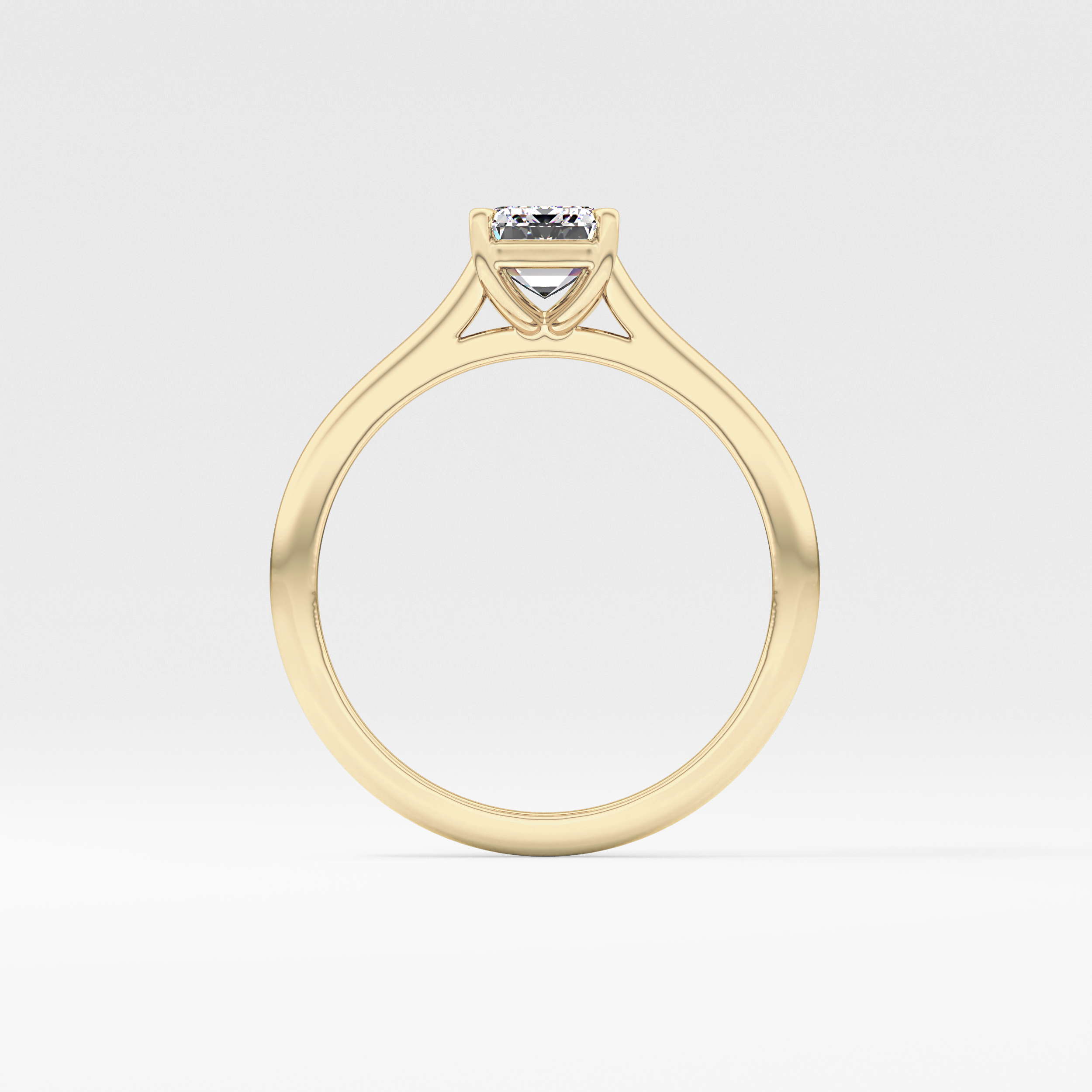 Emerald Solitaire Cathedral Lab Grown Diamond Engagement Ring