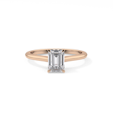 Emerald Solitaire Cathedral Lab Grown Diamond Engagement Ring