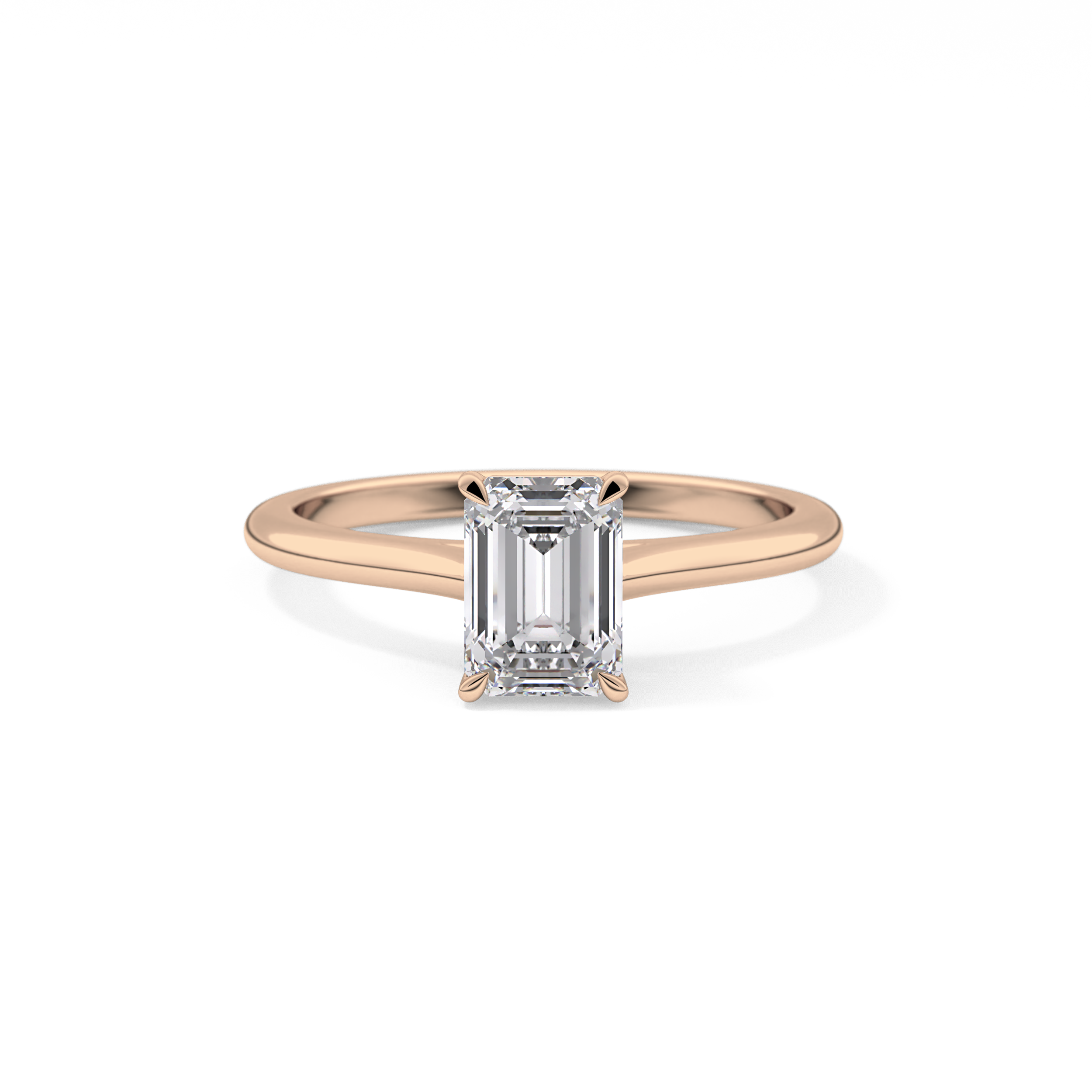 Emerald Solitaire Cathedral Lab Grown Diamond Engagement Ring