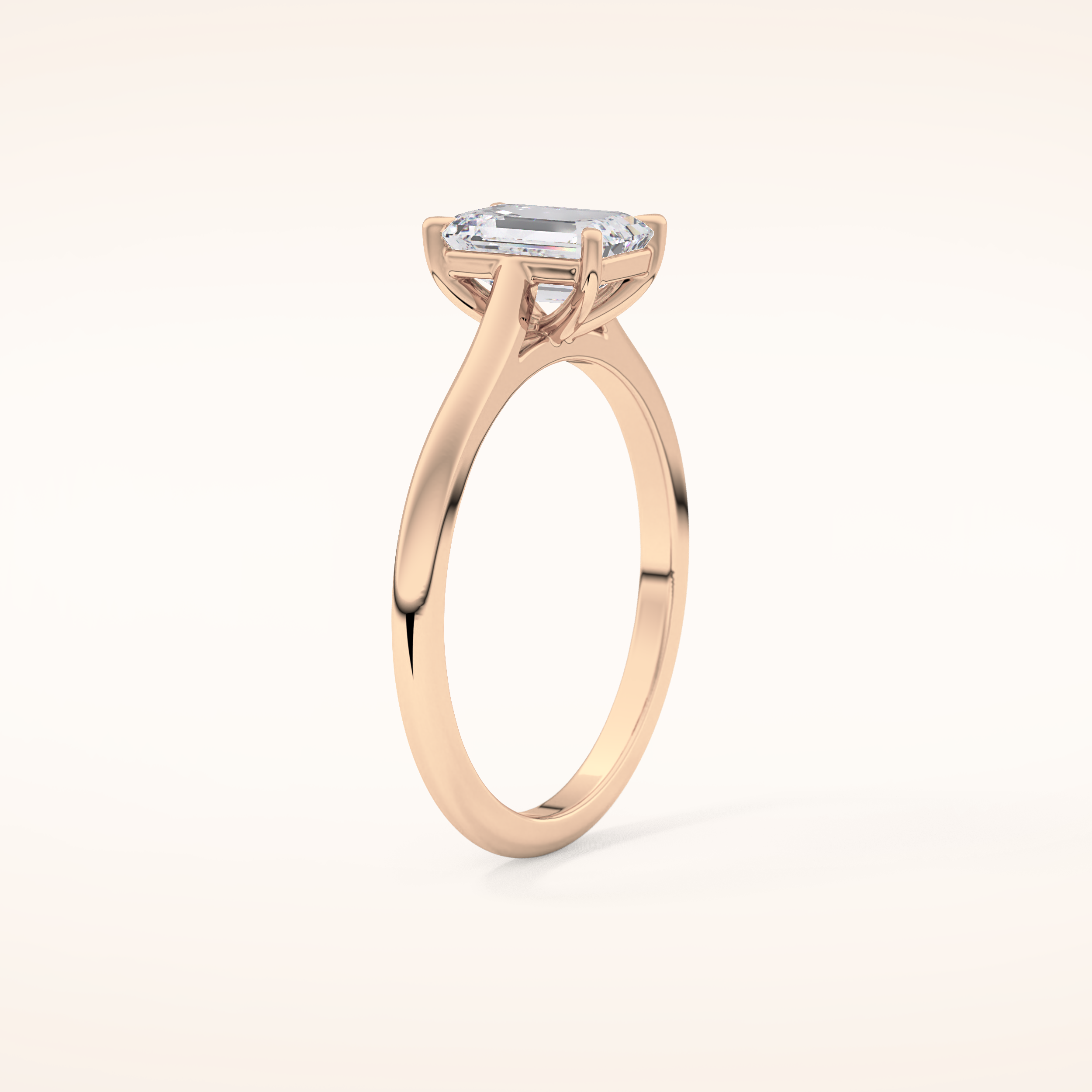 1.02 CT Emerald Shaped Solitaire Moissanite Engagement Ring