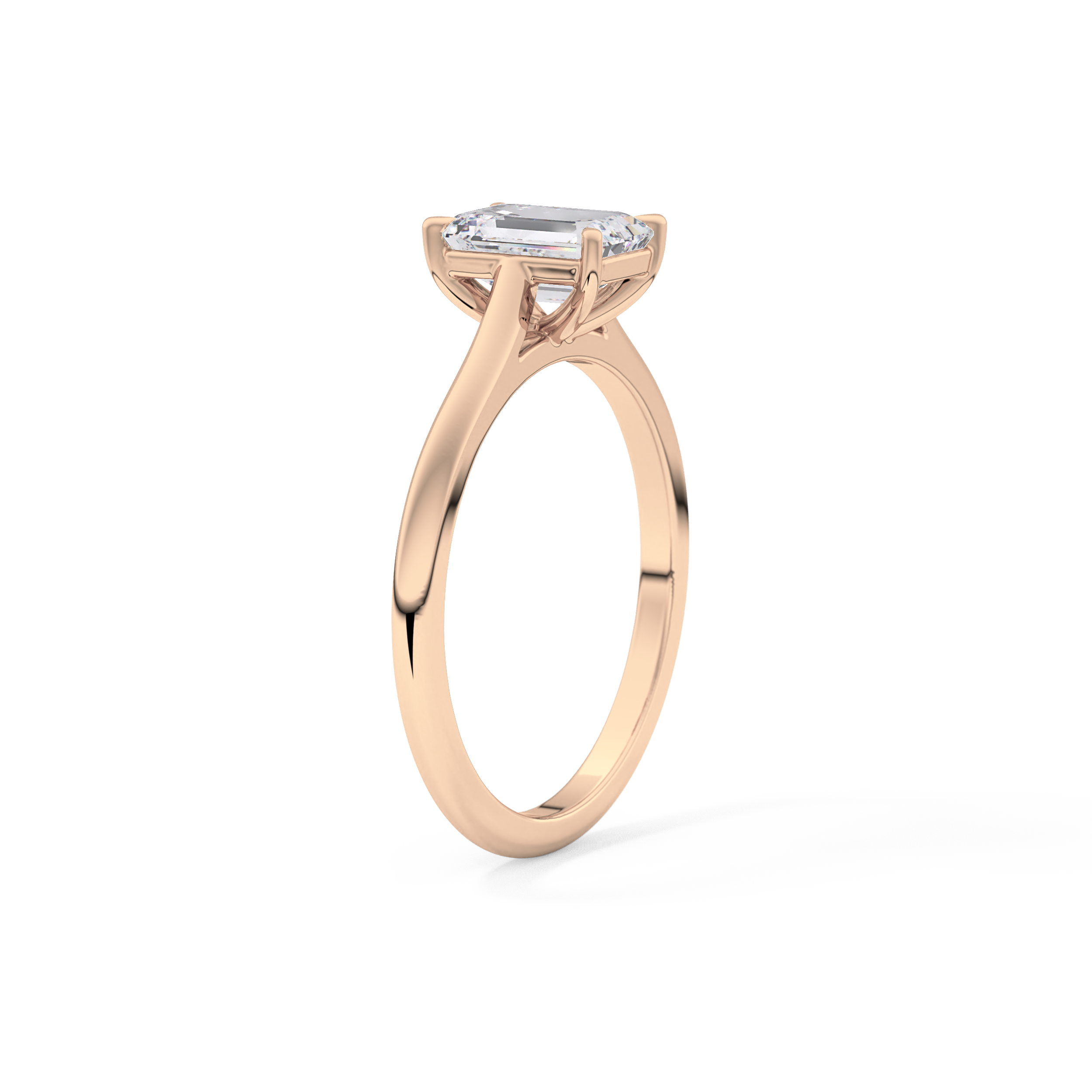 Emerald Solitaire Cathedral Lab Grown Diamond Engagement Ring
