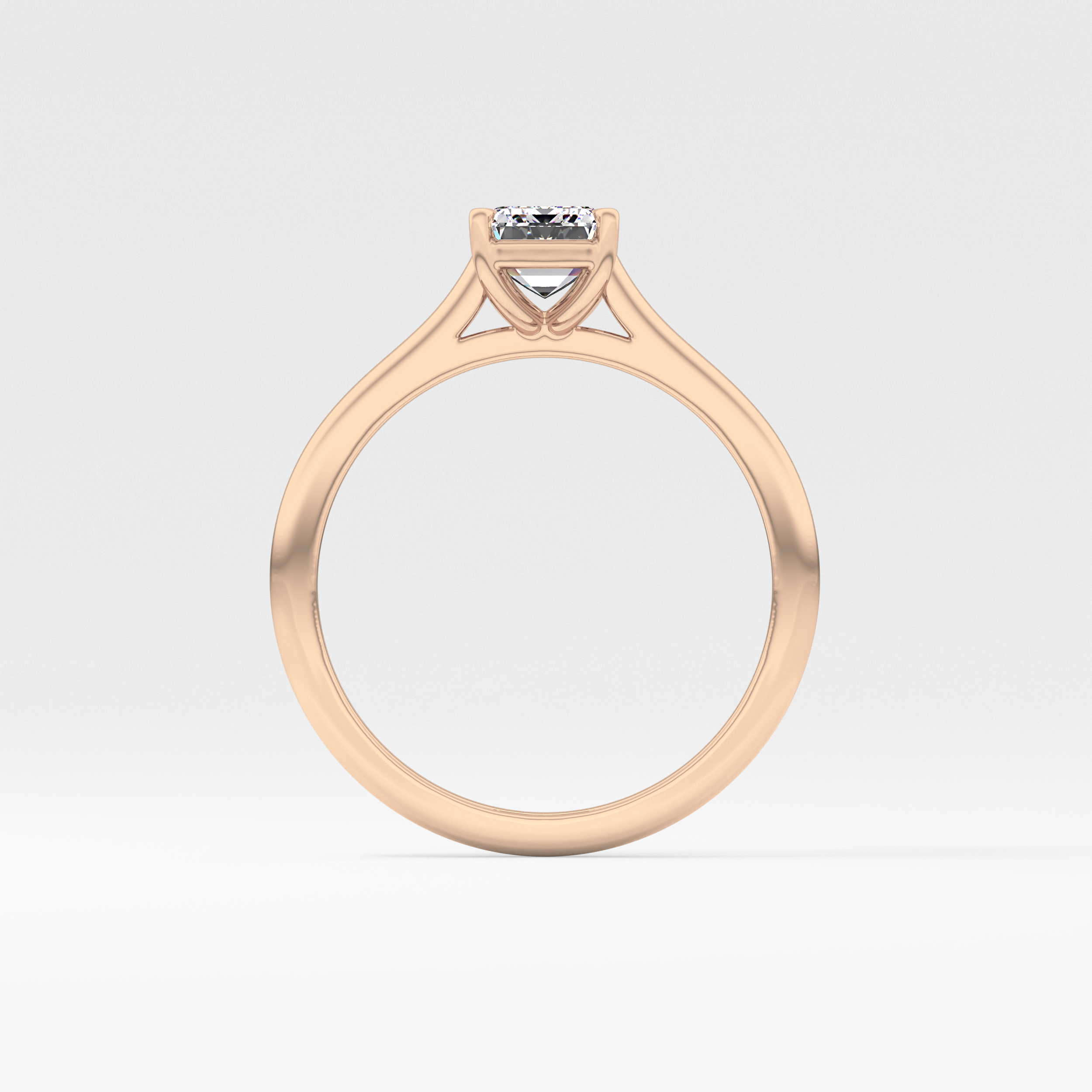 Emerald Solitaire Cathedral Lab Grown Diamond Engagement Ring