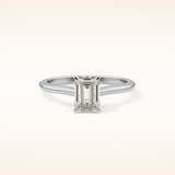 1.02 CT Emerald Shaped Solitaire Moissanite Engagement Ring