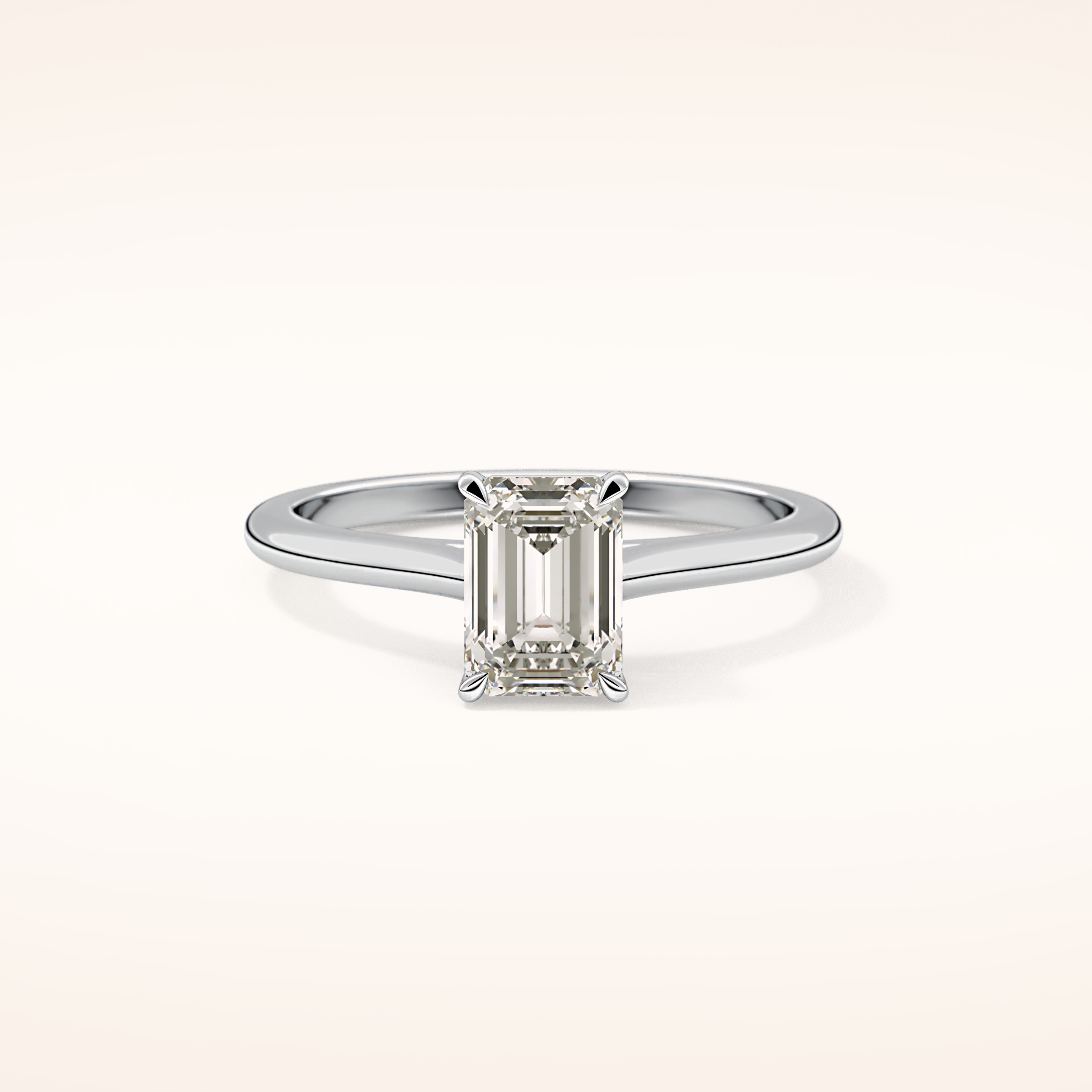1.02 CT Emerald Shaped Solitaire Moissanite Engagement Ring