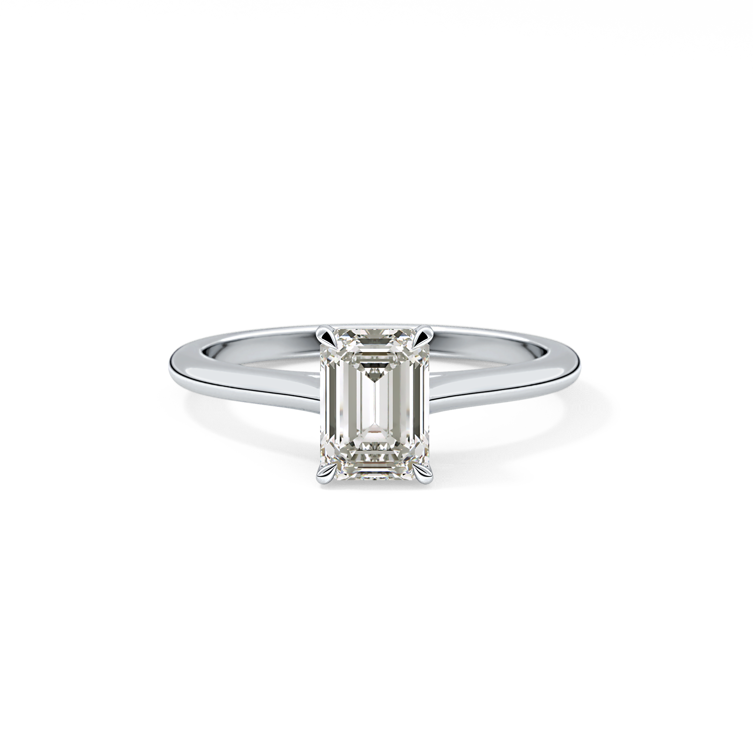 Emerald Solitaire Cathedral Lab Grown Diamond Engagement Ring