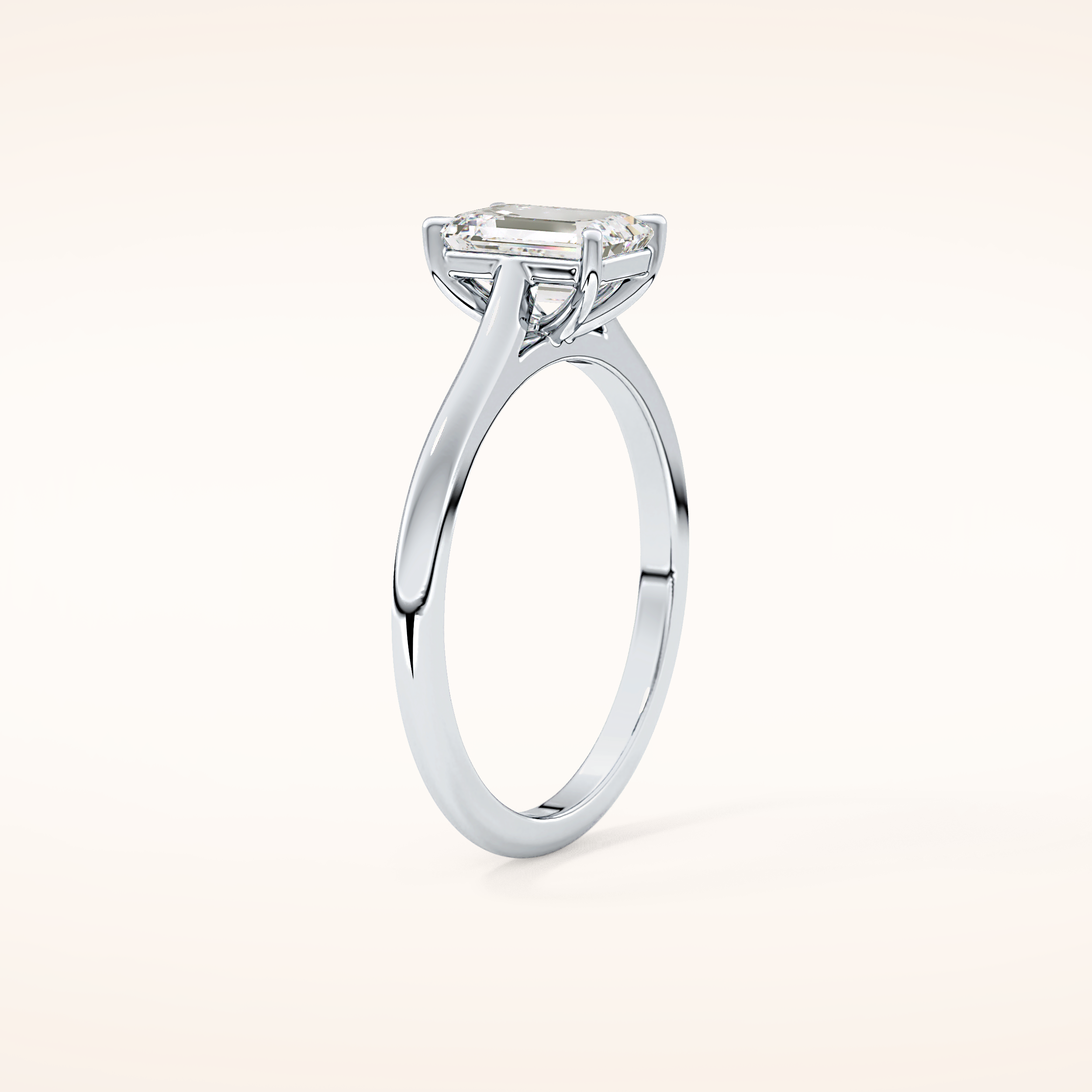 1.02 CT Emerald Shaped Solitaire Moissanite Engagement Ring