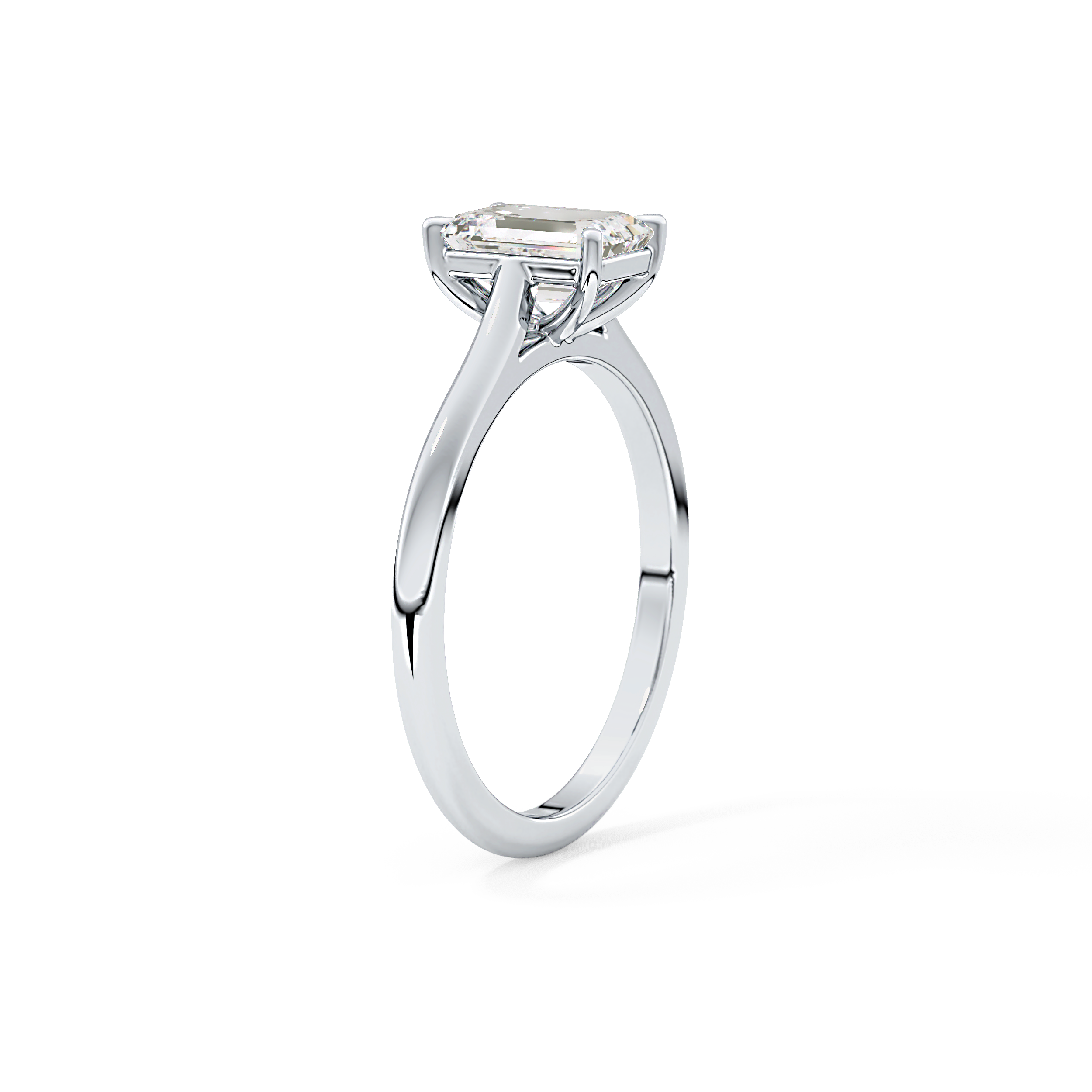 Emerald Solitaire Cathedral Lab Grown Diamond Engagement Ring