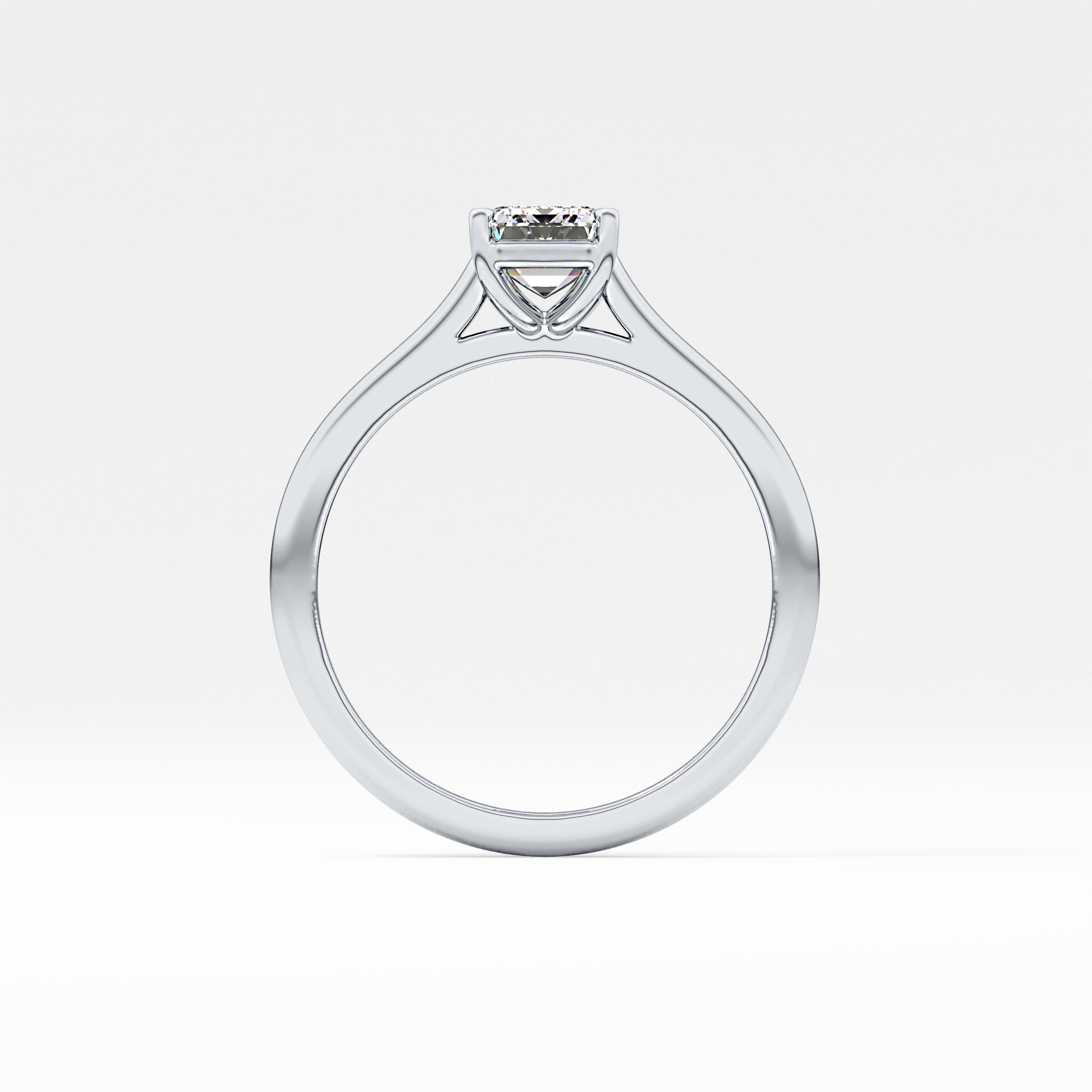 Emerald Solitaire Cathedral Lab Grown Diamond Engagement Ring