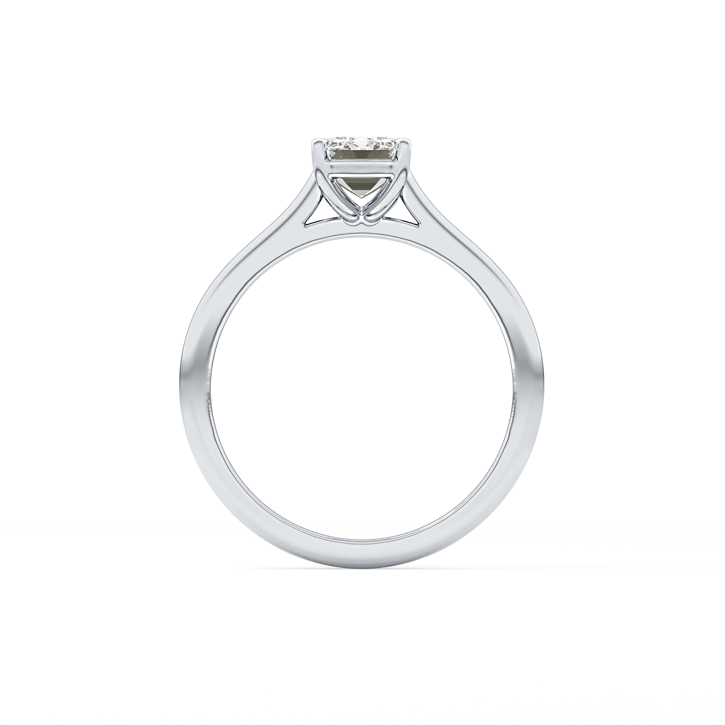 Emerald Solitaire Cathedral Lab Grown Diamond Engagement Ring