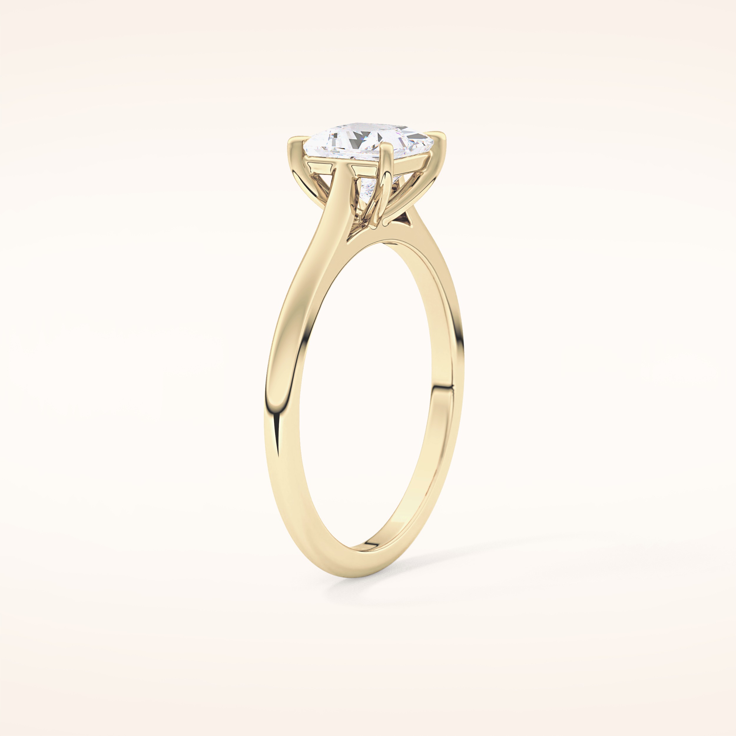 1.04 CT Princess Shaped Solitaire Moissanite Engagement Ring