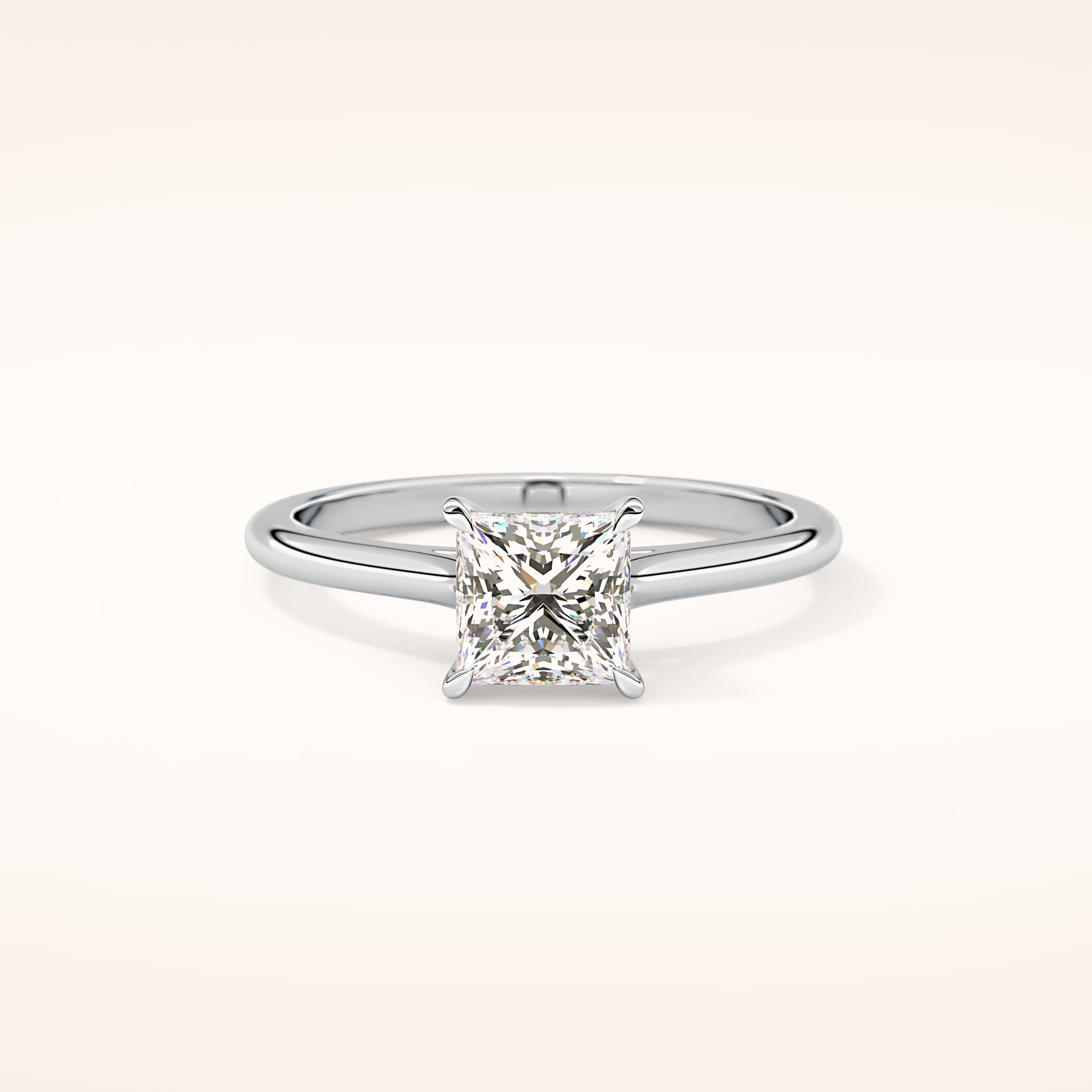 1.04 CT Princess Shaped Solitaire Moissanite Engagement Ring