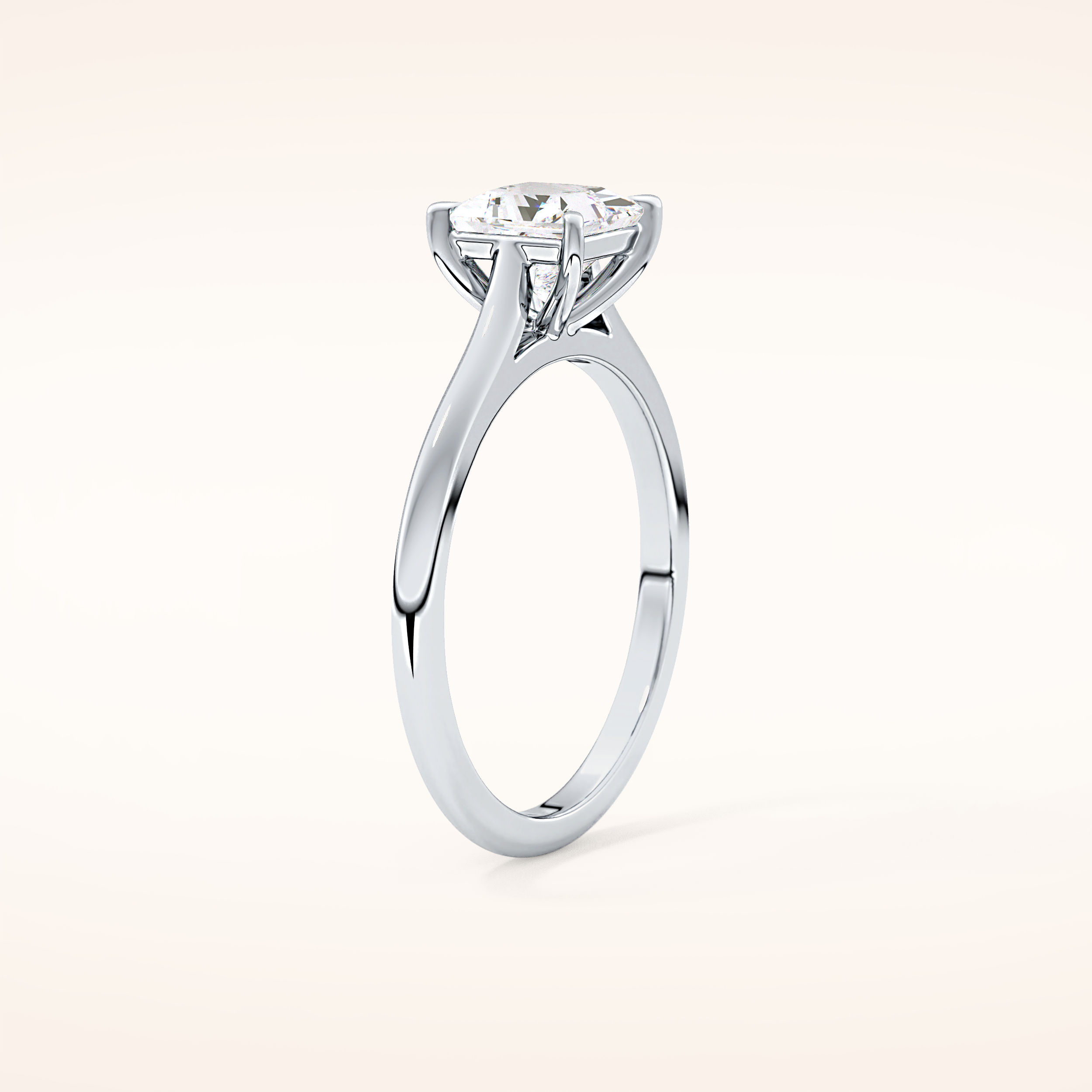 1.04 CT Princess Shaped Solitaire Moissanite Engagement Ring