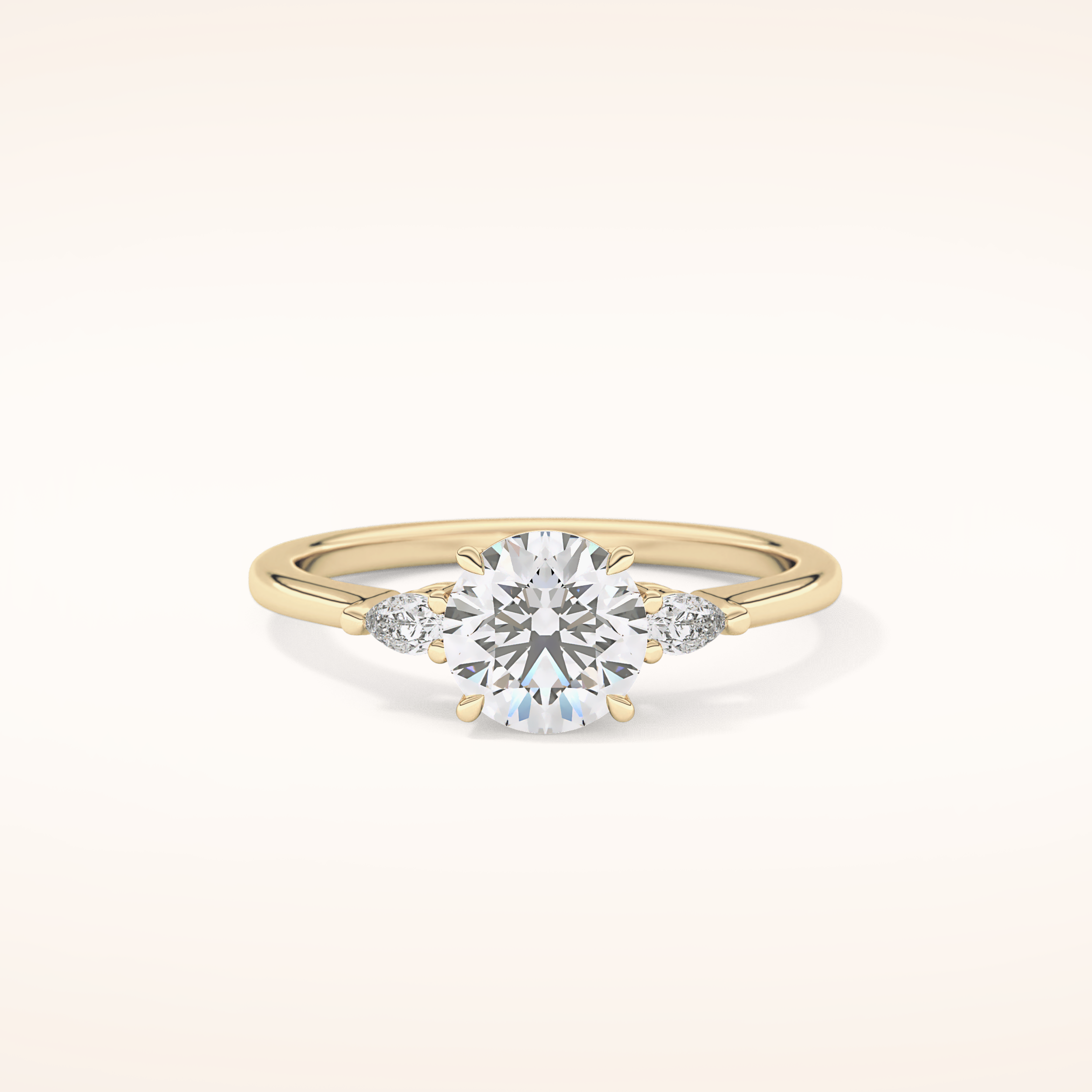 1.03 CT Round Shaped Three Stone Moissanite Engagement Ring