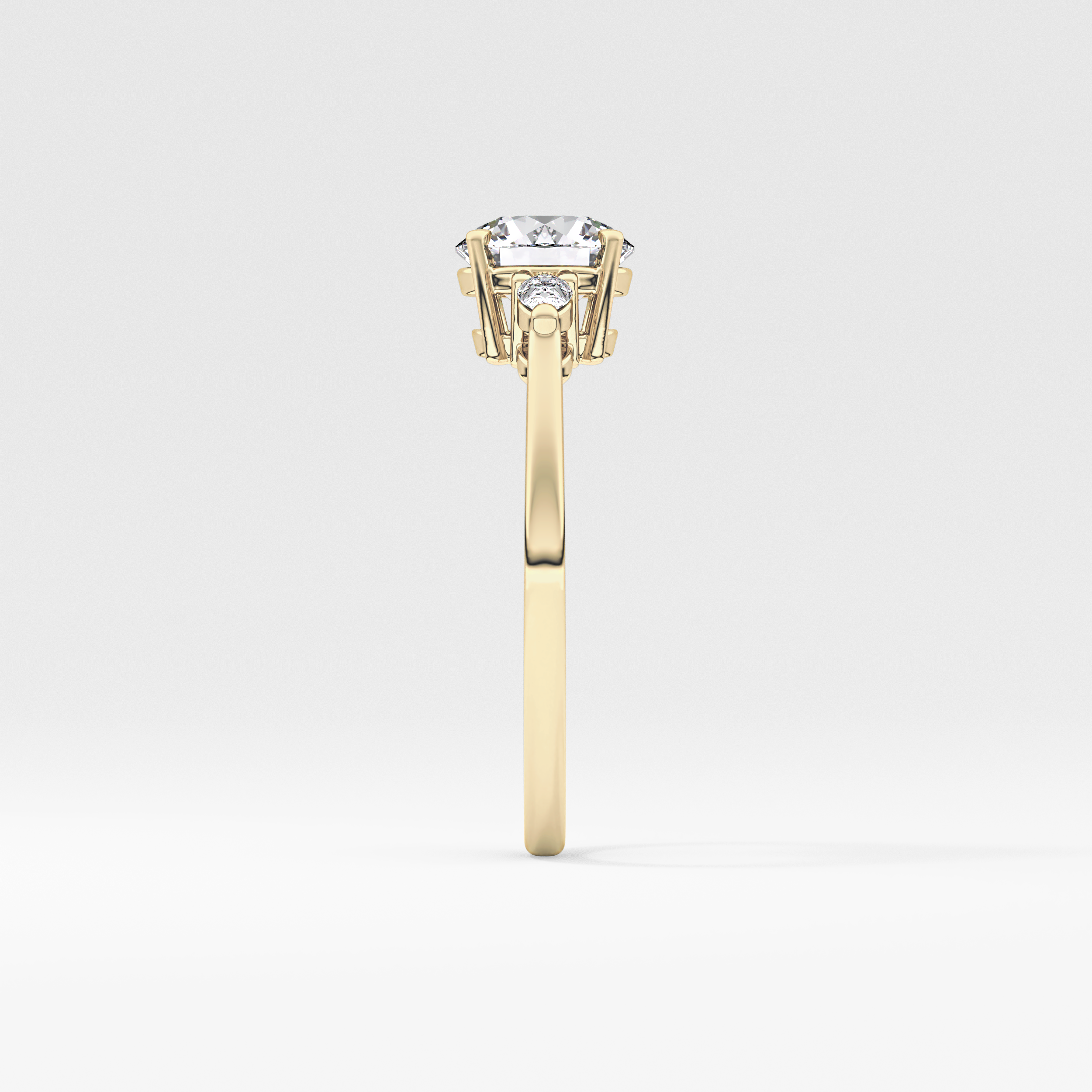 Round Three Stone Lab Grown Diamond Engagement Ring