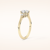 1.03 CT Round Shaped Three Stone Moissanite Engagement Ring