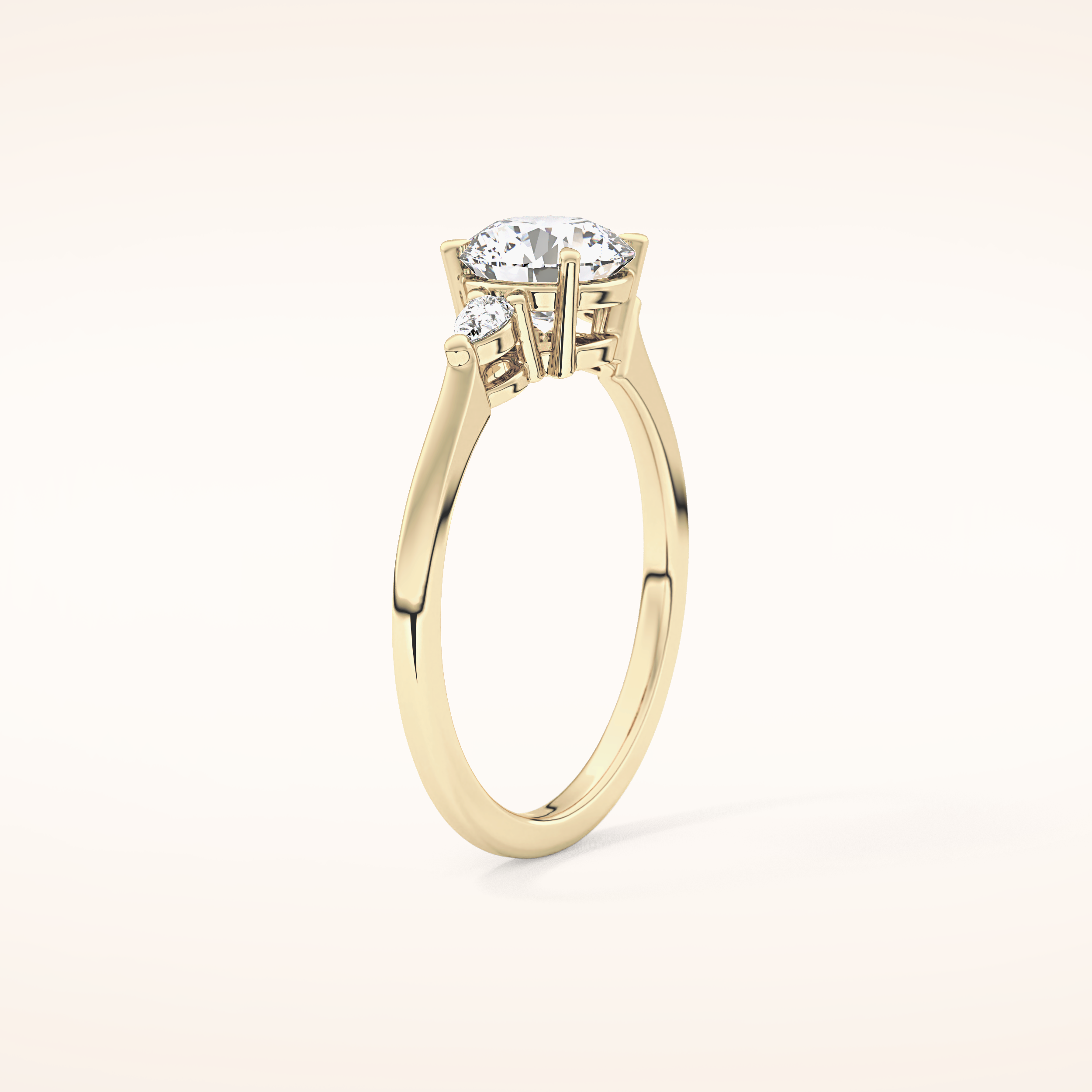 1.03 CT Round Shaped Three Stone Moissanite Engagement Ring