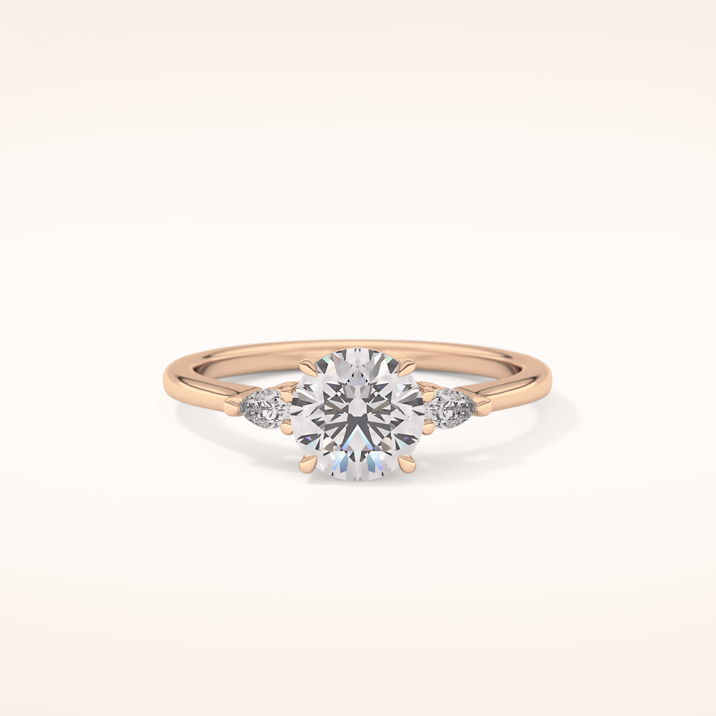 1.03 CT Round Shaped Three Stone Moissanite Engagement Ring