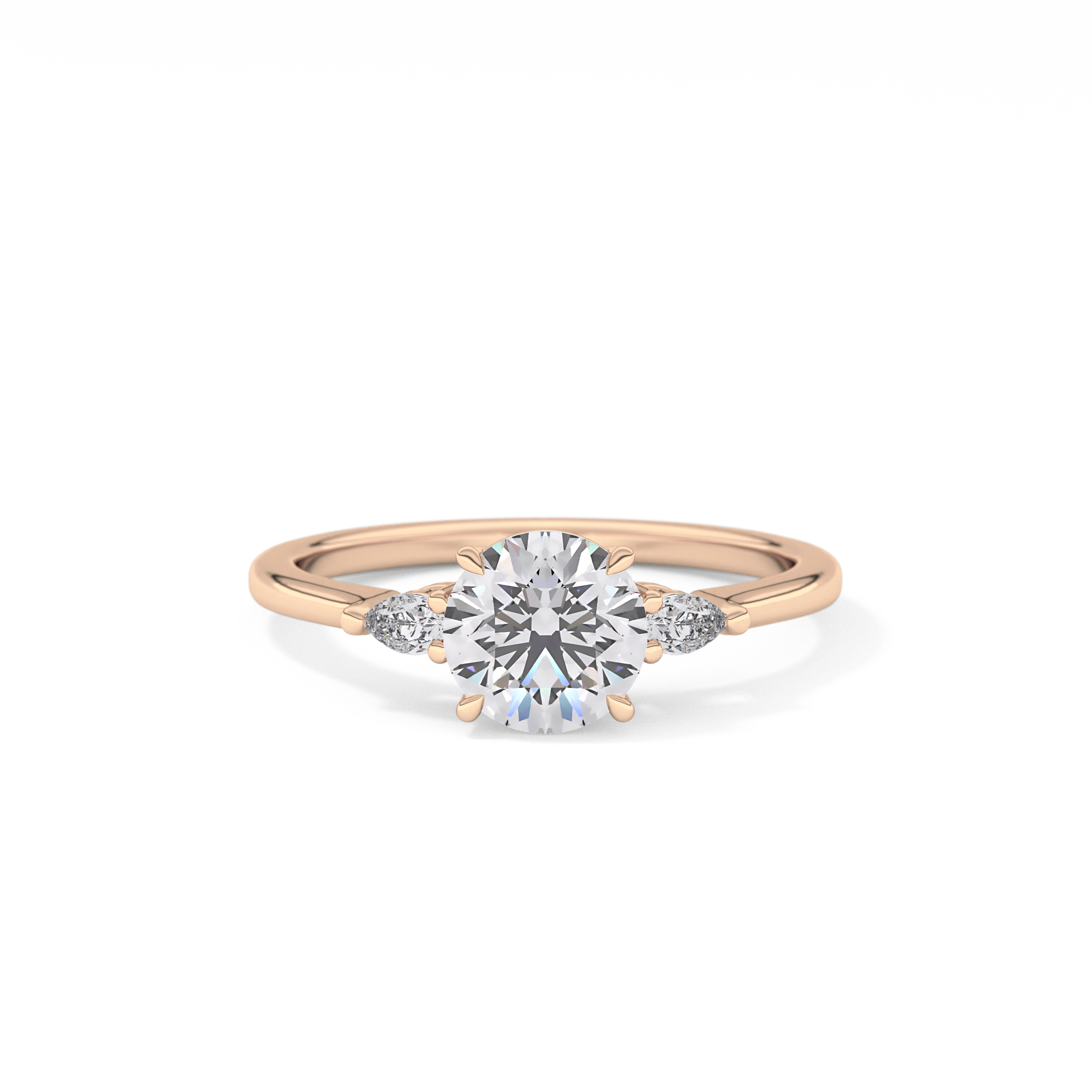Round Three Stone Lab Grown Diamond Engagement Ring