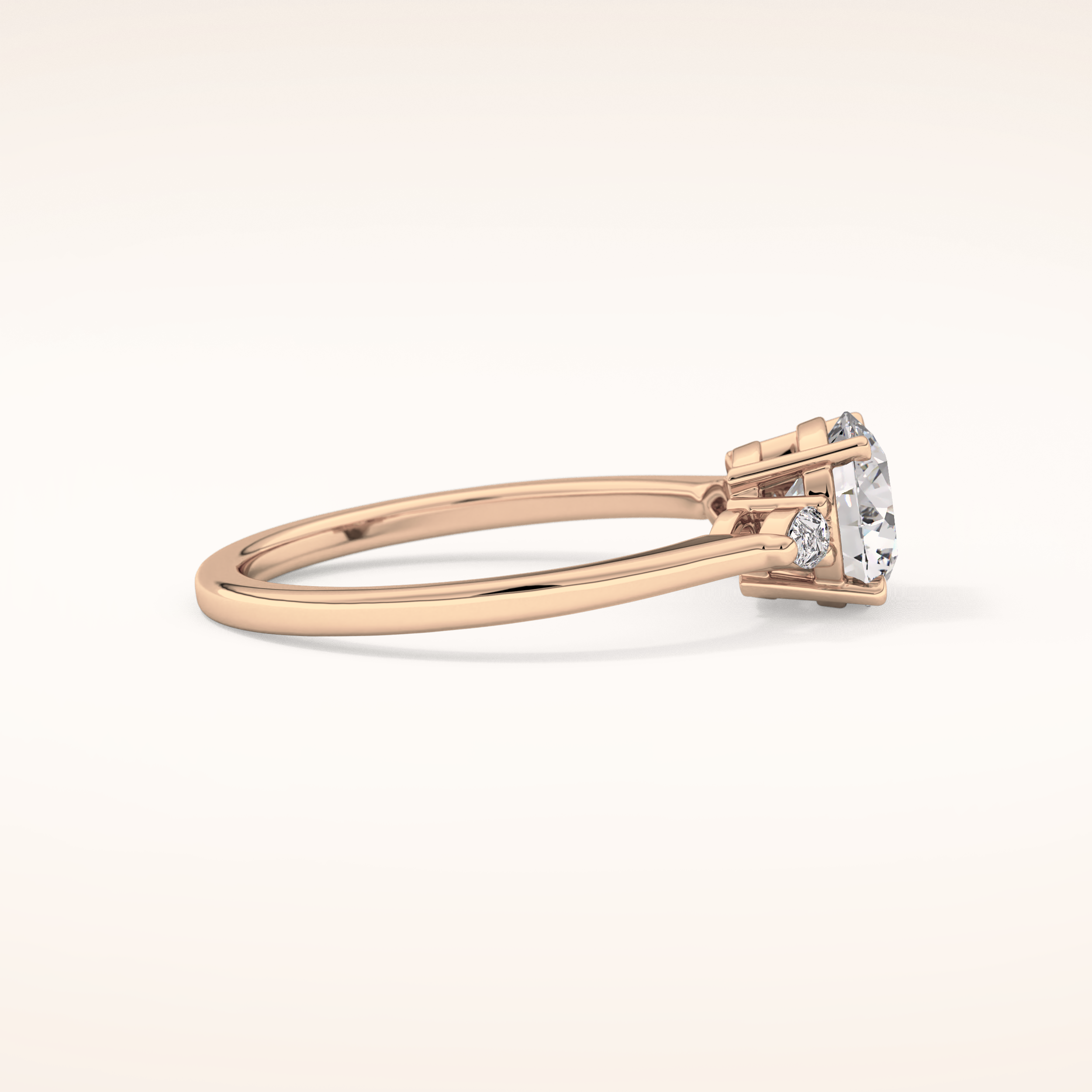 1.03 CT Round Shaped Three Stone Moissanite Engagement Ring