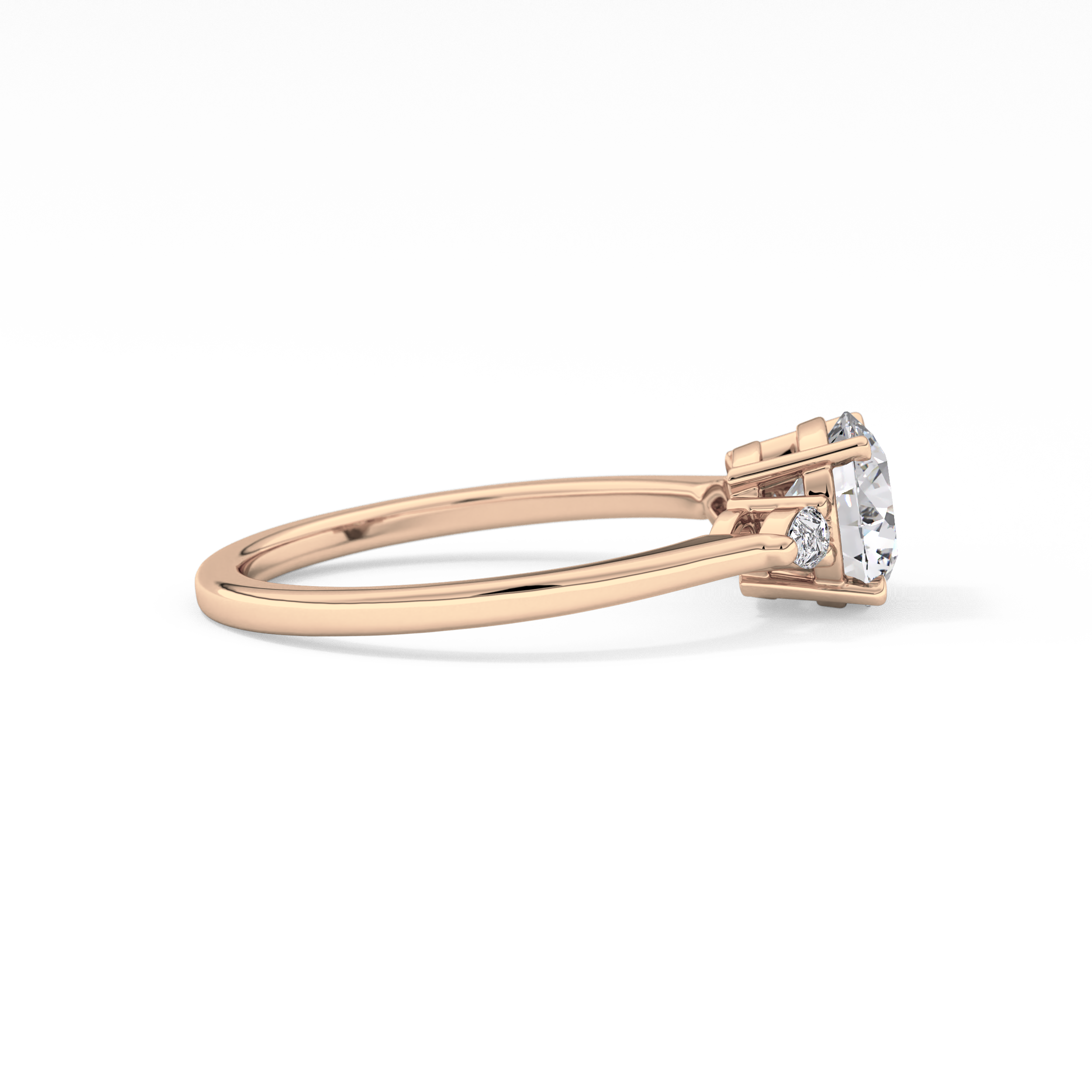 Round Three Stone Lab Grown Diamond Engagement Ring