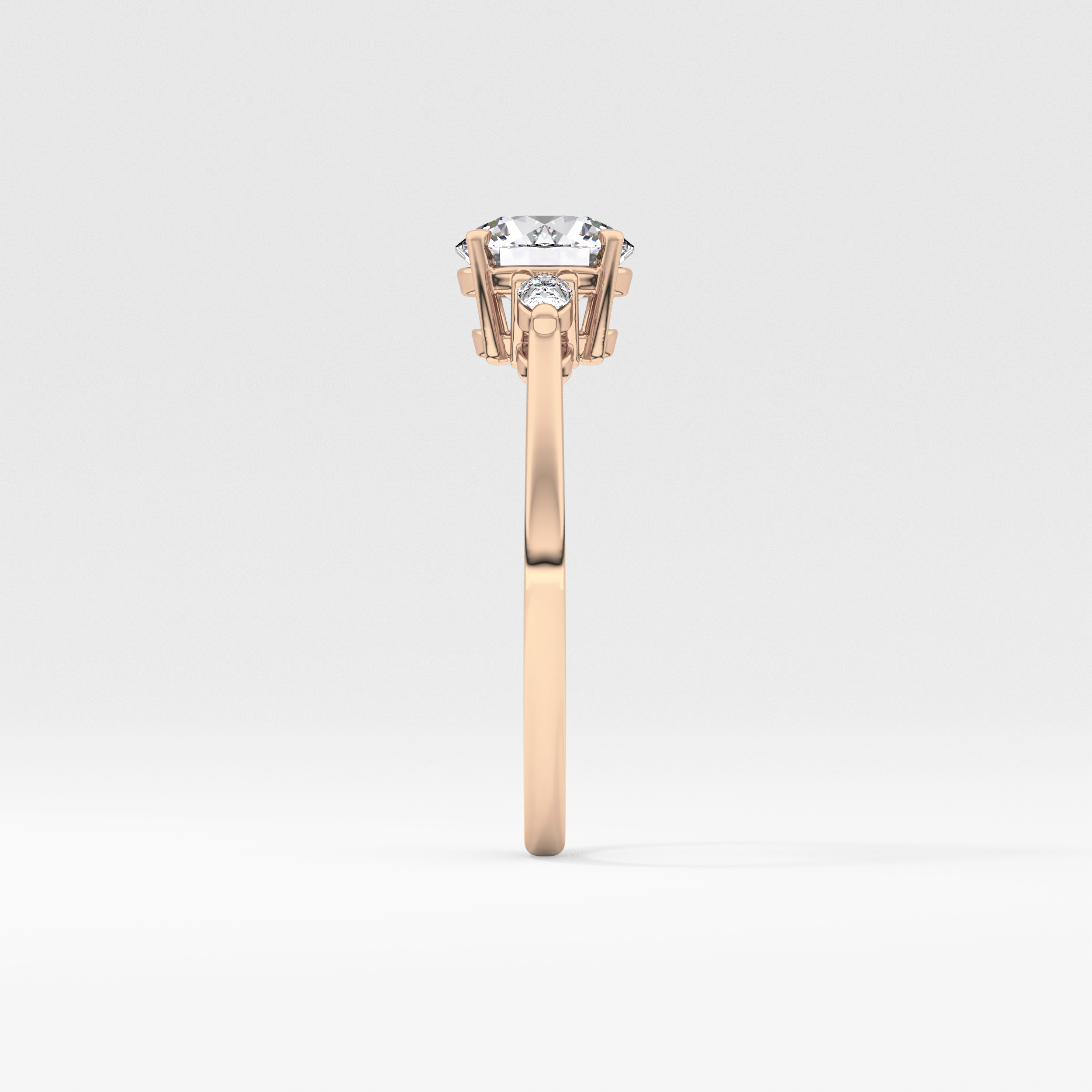 Round Three Stone Lab Grown Diamond Engagement Ring