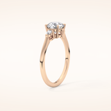 1.03 CT Round Shaped Three Stone Moissanite Engagement Ring