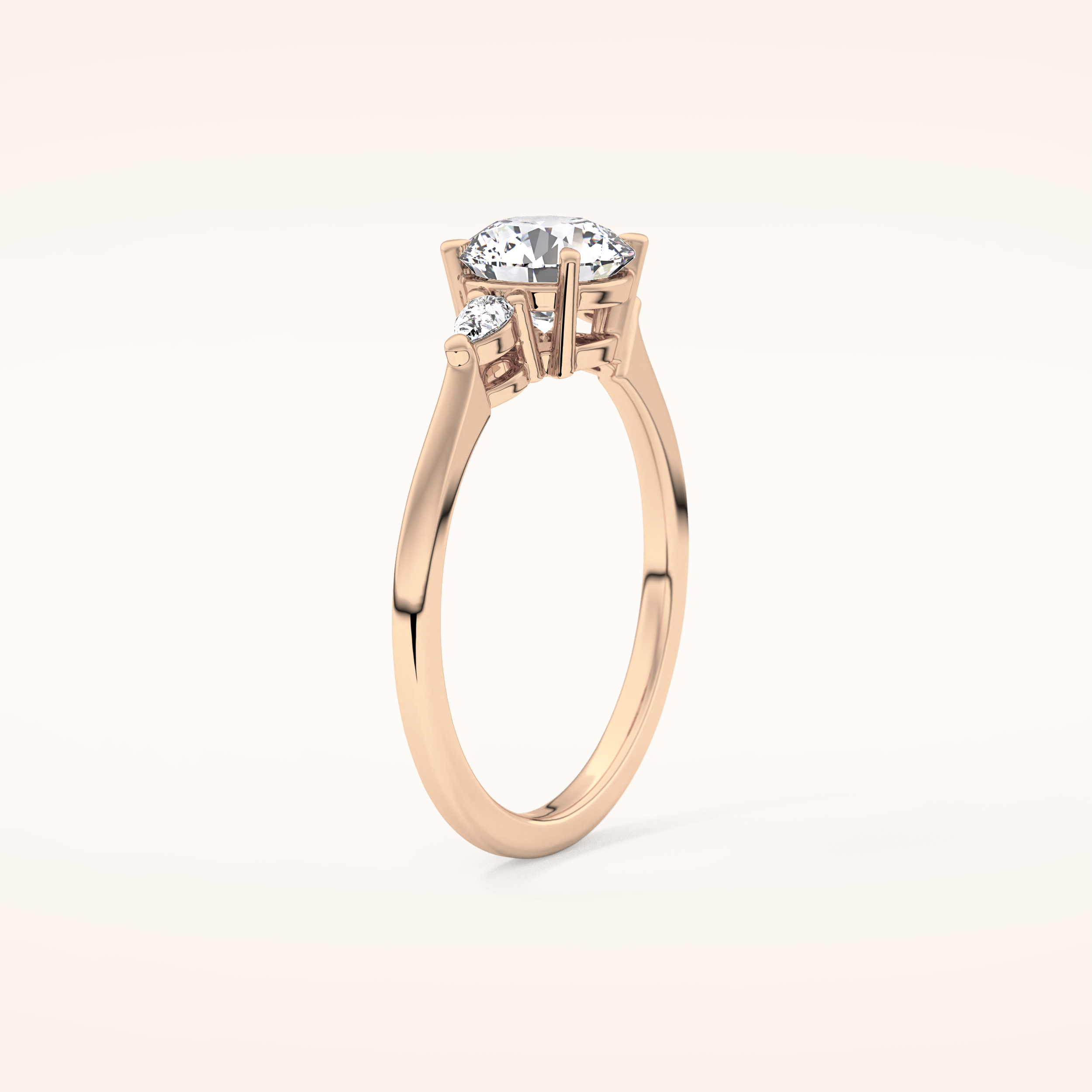 1.03 CT Round Shaped Three Stone Moissanite Engagement Ring