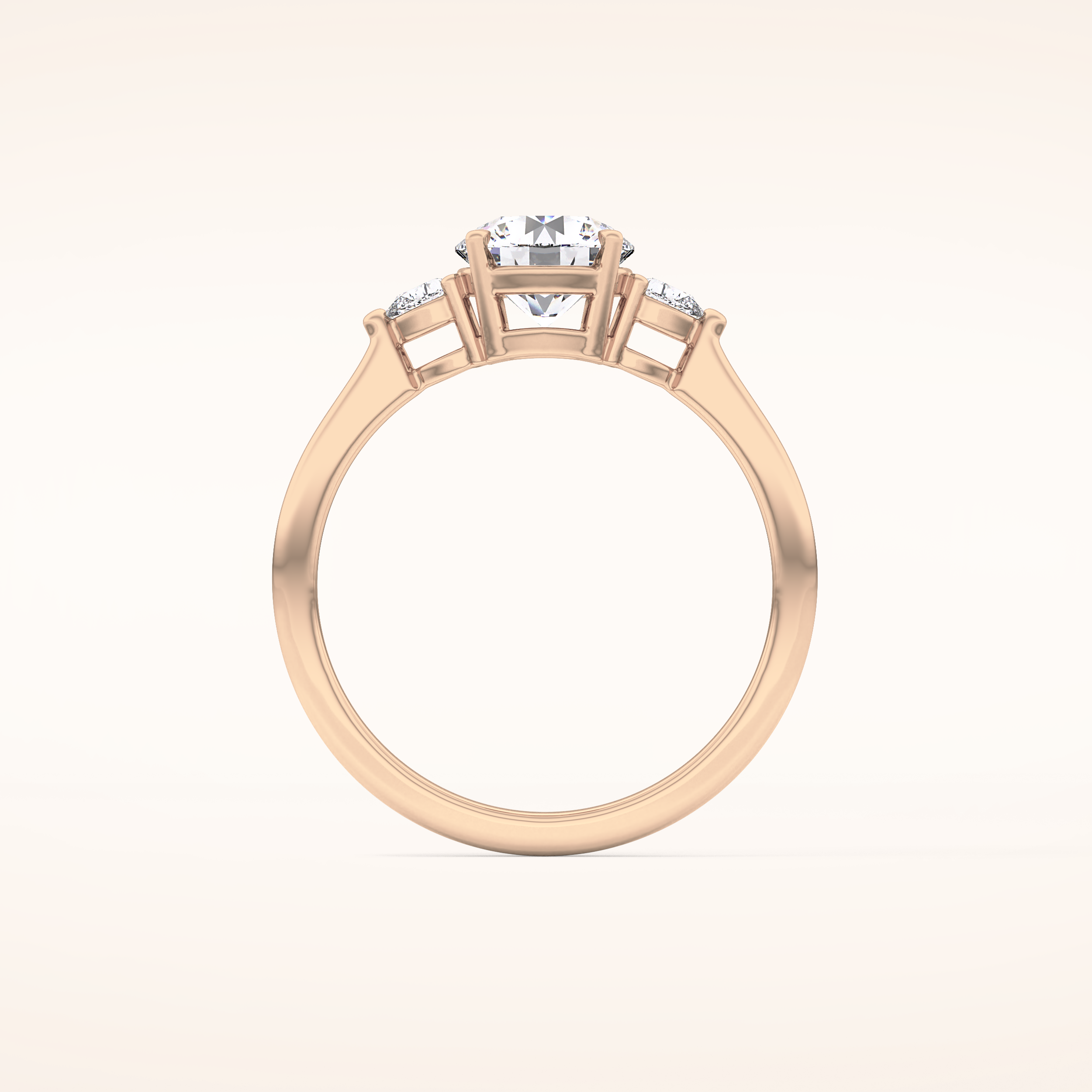 1.03 CT Round Shaped Three Stone Moissanite Engagement Ring