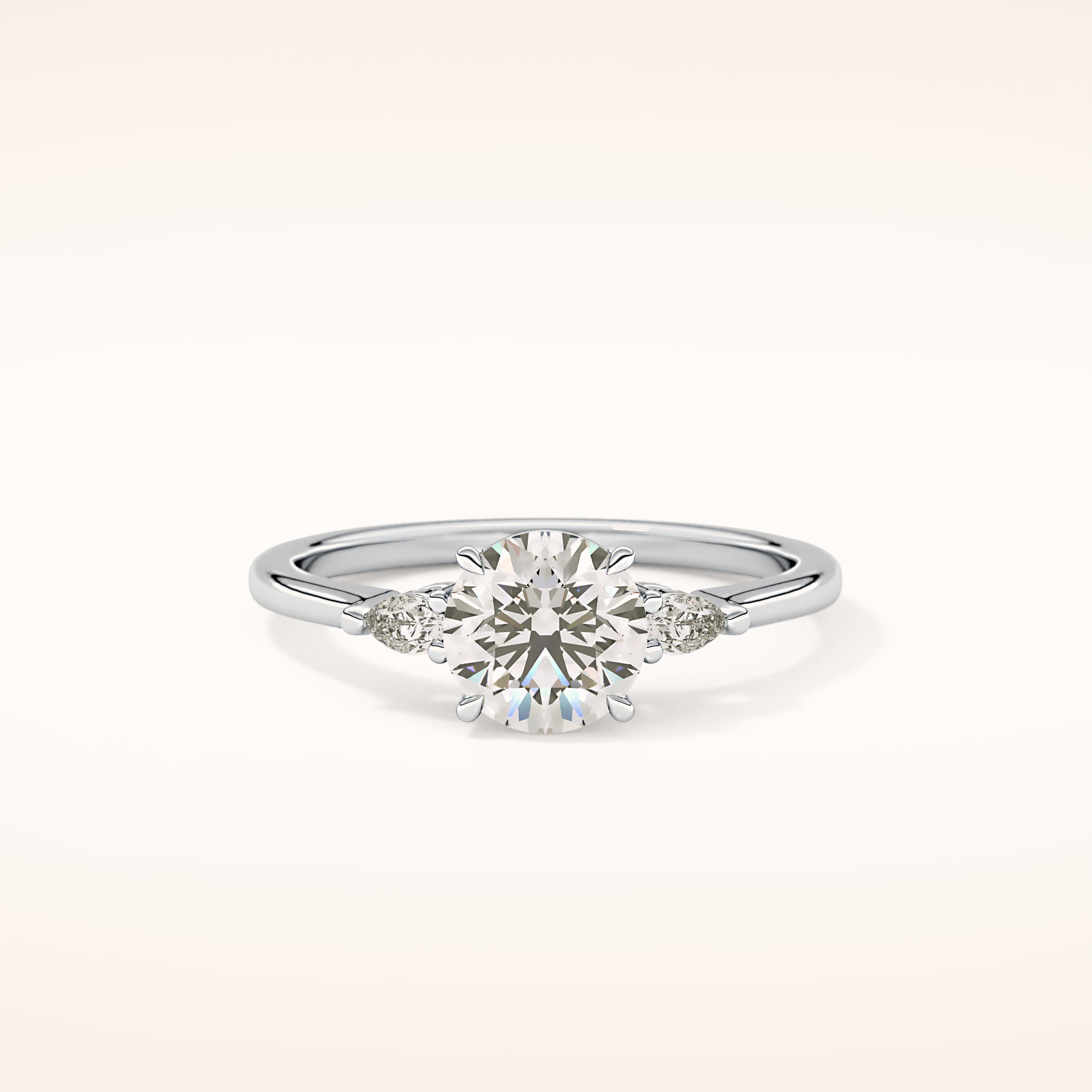 1.03 CT Round Shaped Three Stone Moissanite Engagement Ring
