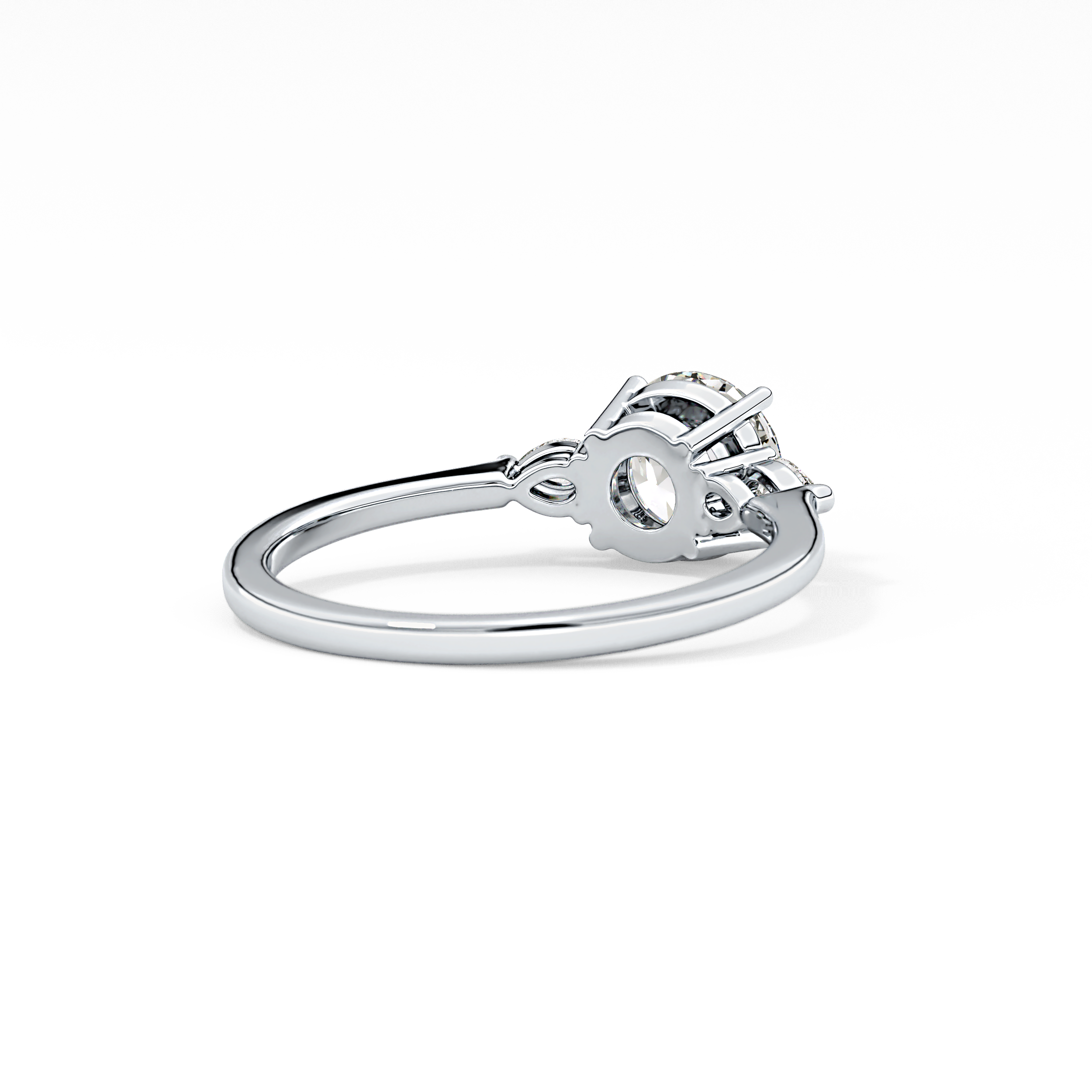 Round Three Stone Lab Grown Diamond Engagement Ring