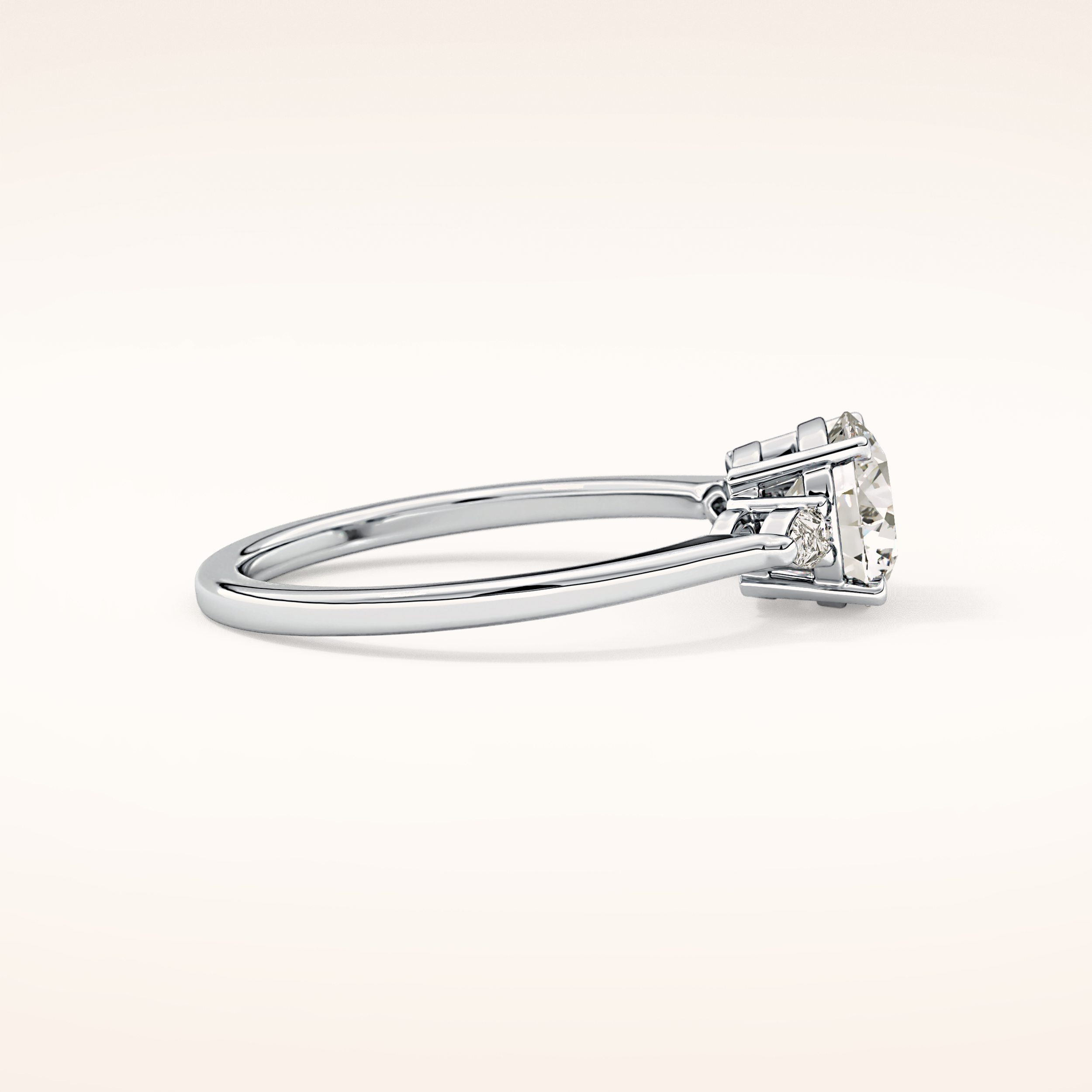 1.03 CT Round Shaped Three Stone Moissanite Engagement Ring