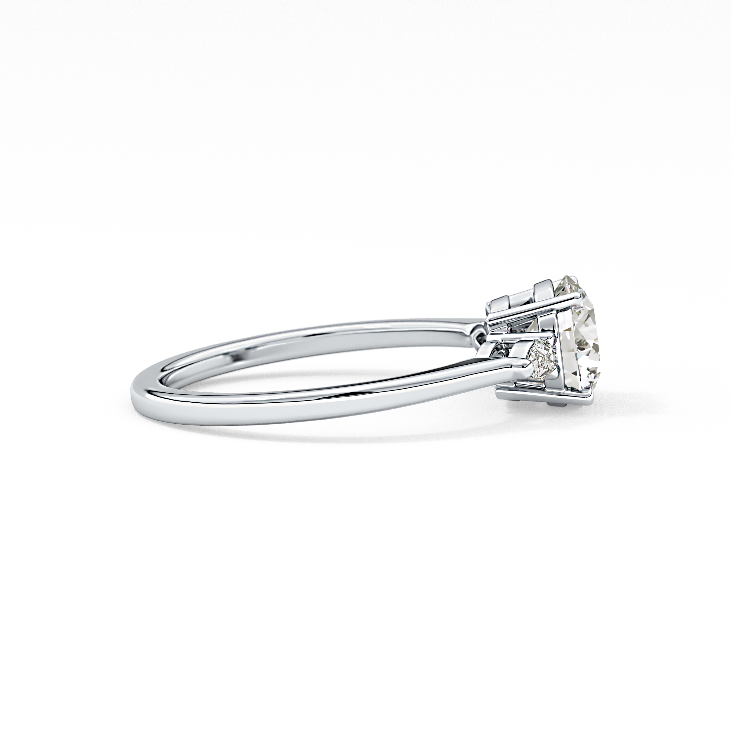 Round Three Stone Lab Grown Diamond Engagement Ring