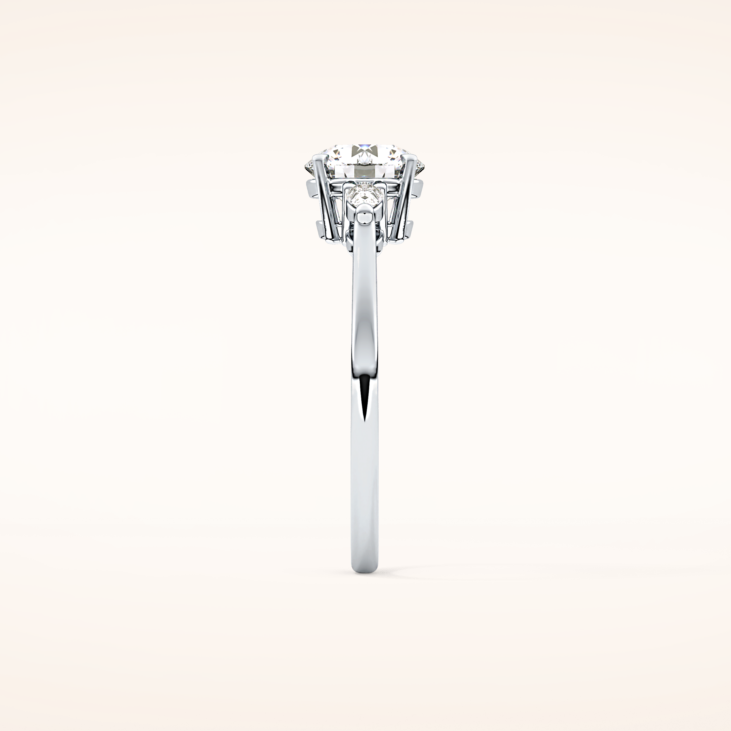 1.03 CT Round Shaped Three Stone Moissanite Engagement Ring