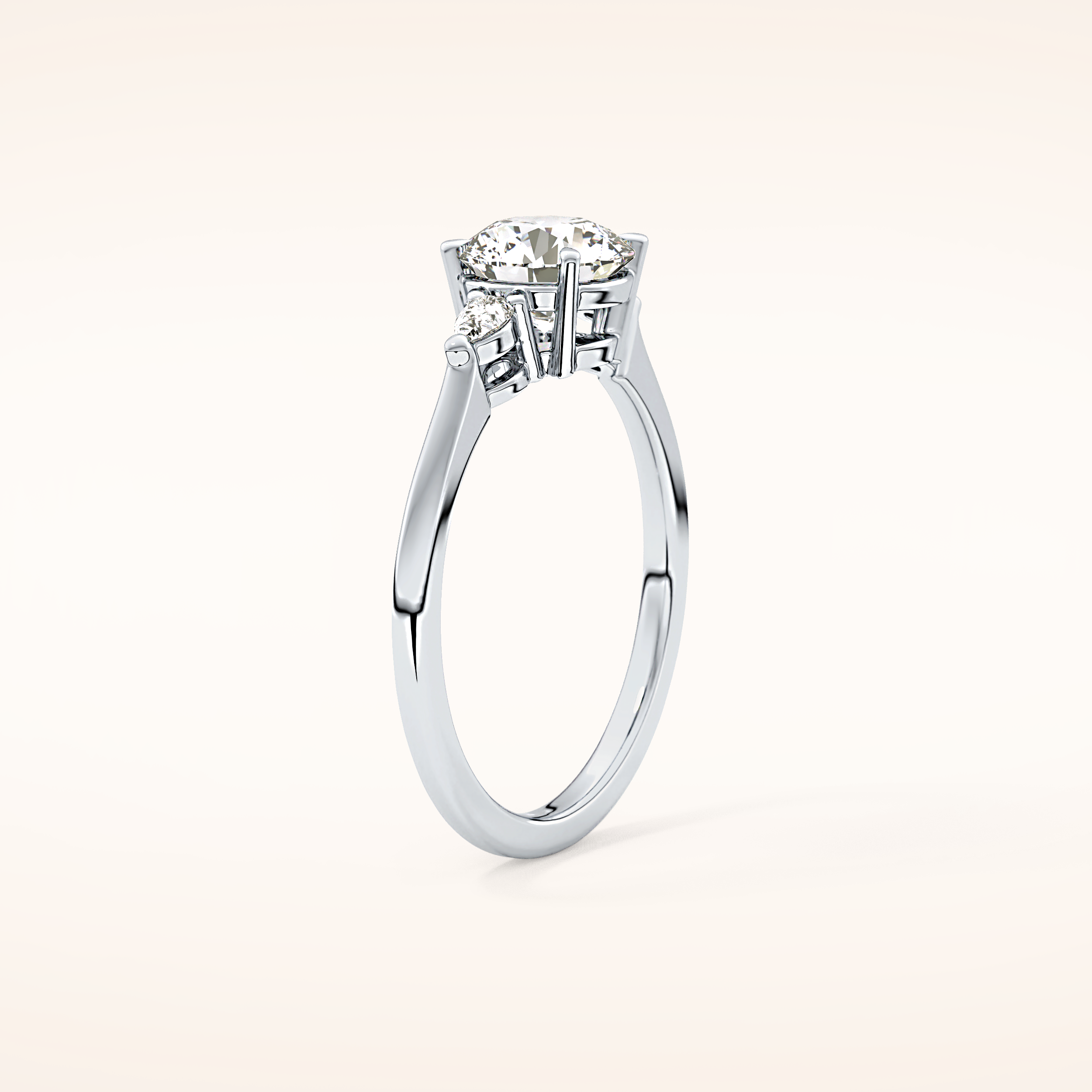 1.03 CT Round Shaped Three Stone Moissanite Engagement Ring