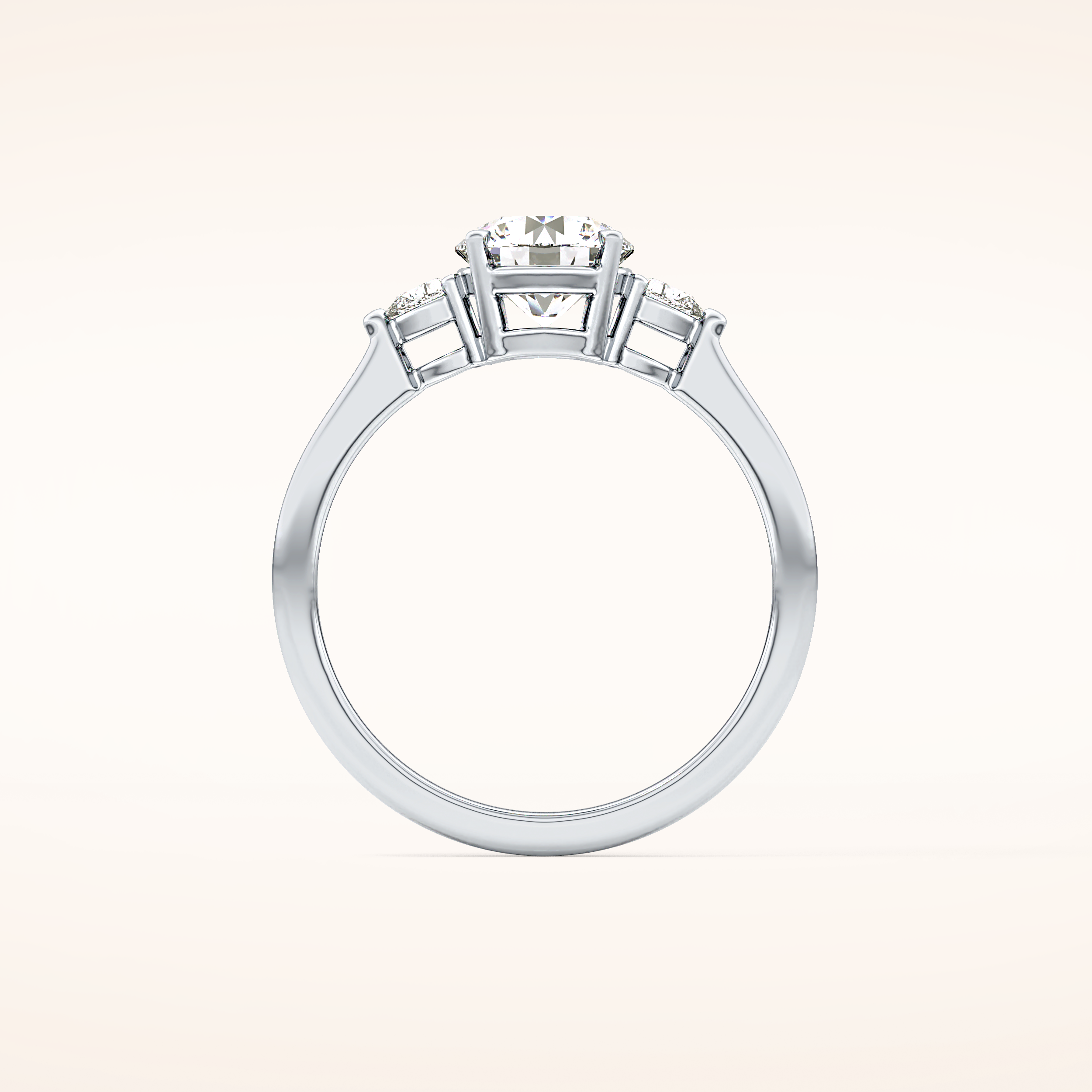1.03 CT Round Shaped Three Stone Moissanite Engagement Ring