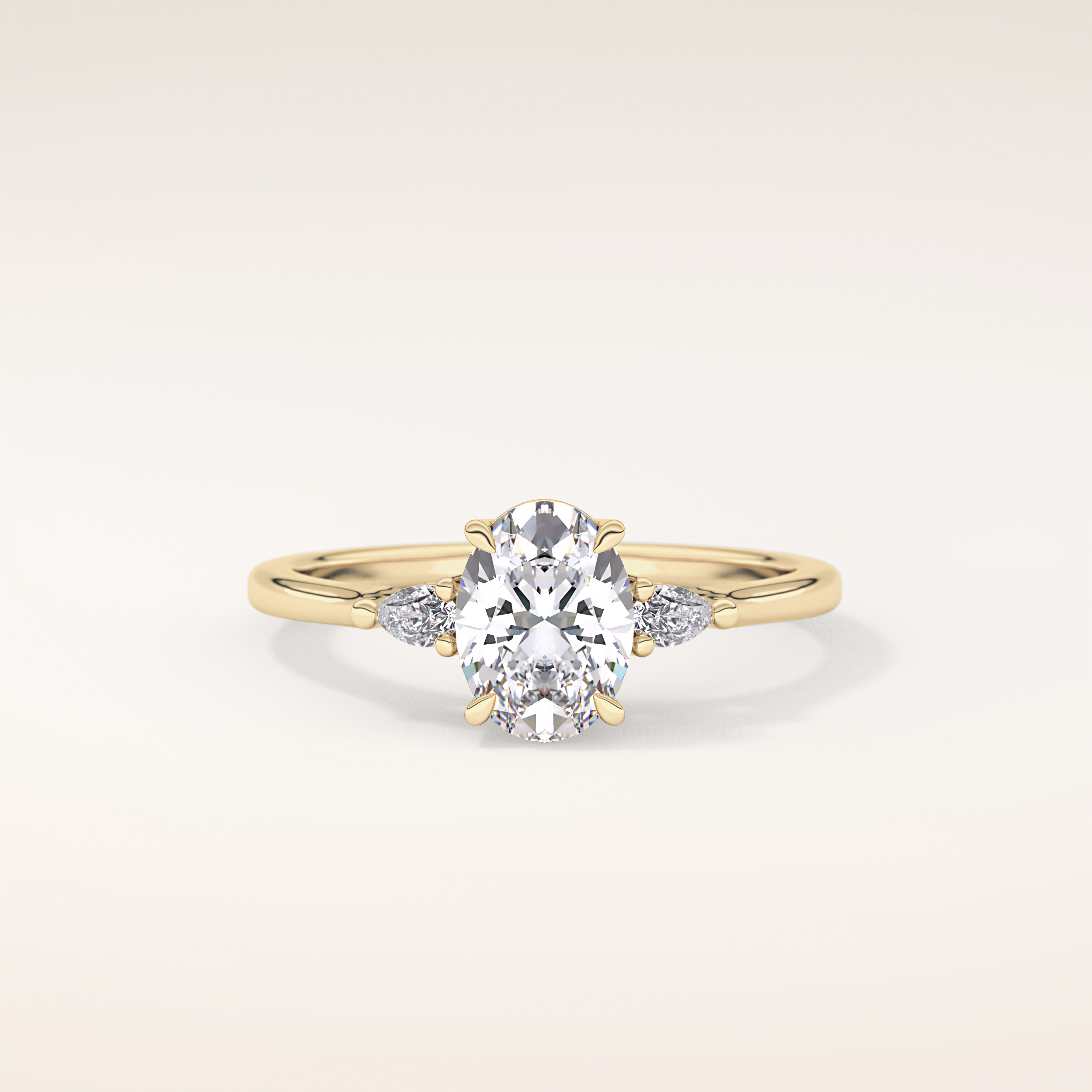 1 CT Oval Shaped Three Stone Moissanite Engagement Ring