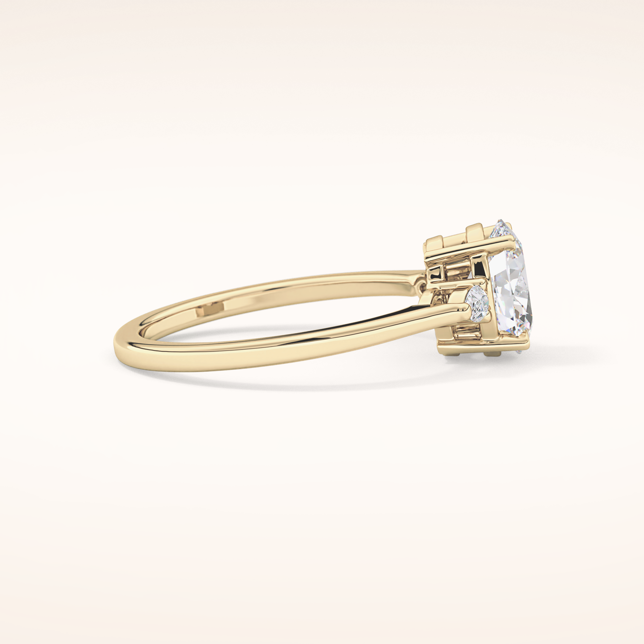 1 CT Oval Shaped Three Stone Moissanite Engagement Ring