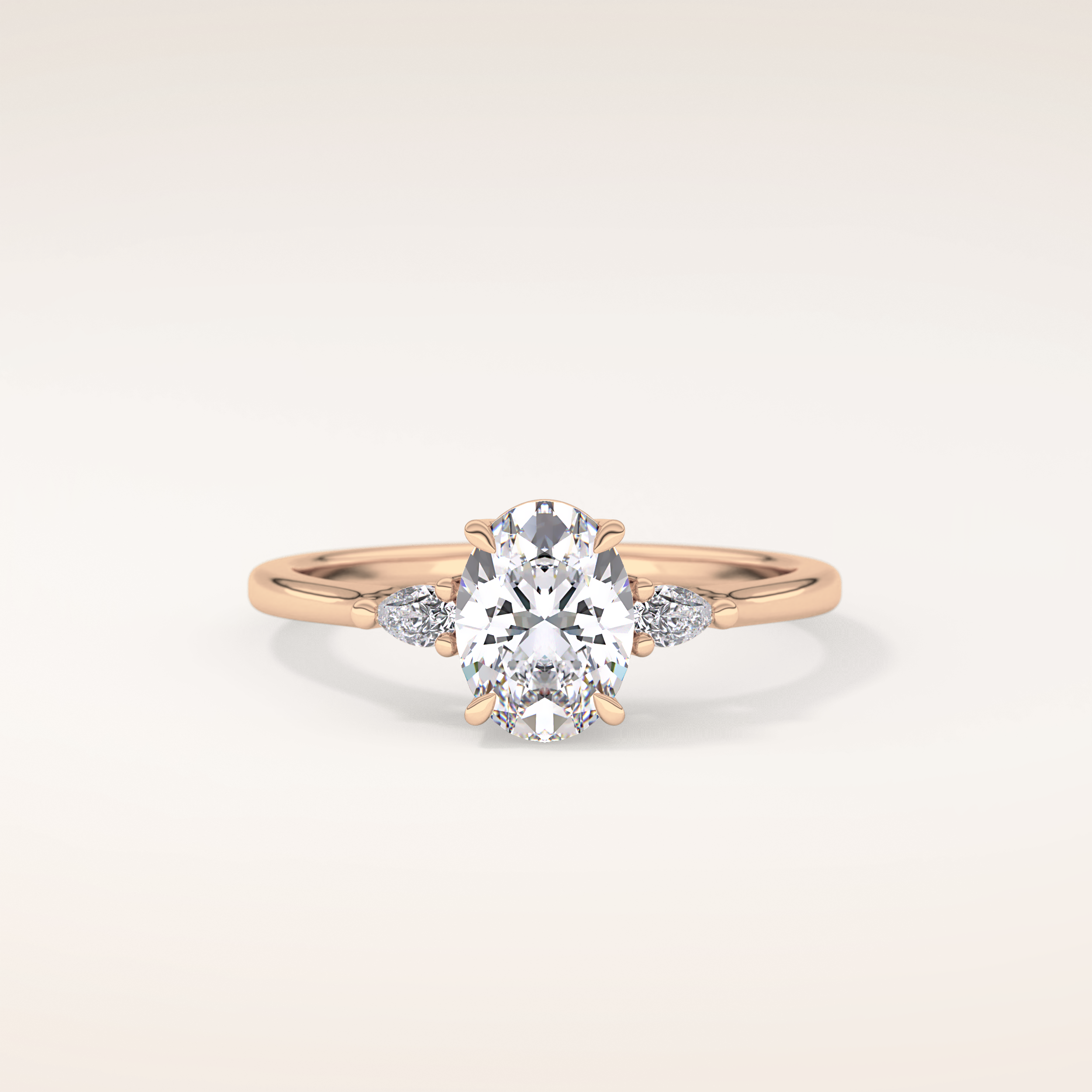 1 CT Oval Shaped Three Stone Moissanite Engagement Ring
