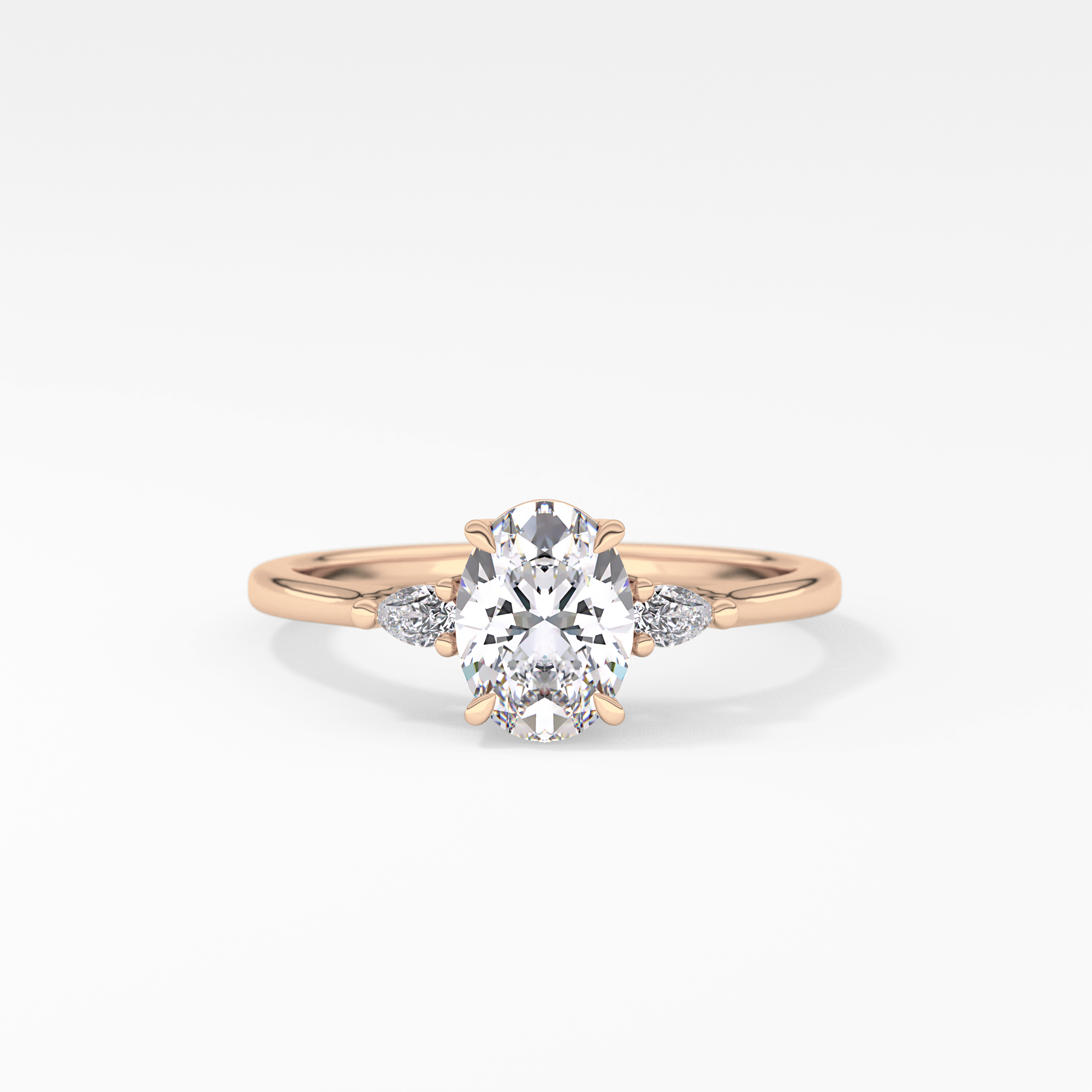 Oval Three Stone Lab Grown Diamond Engagement Ring