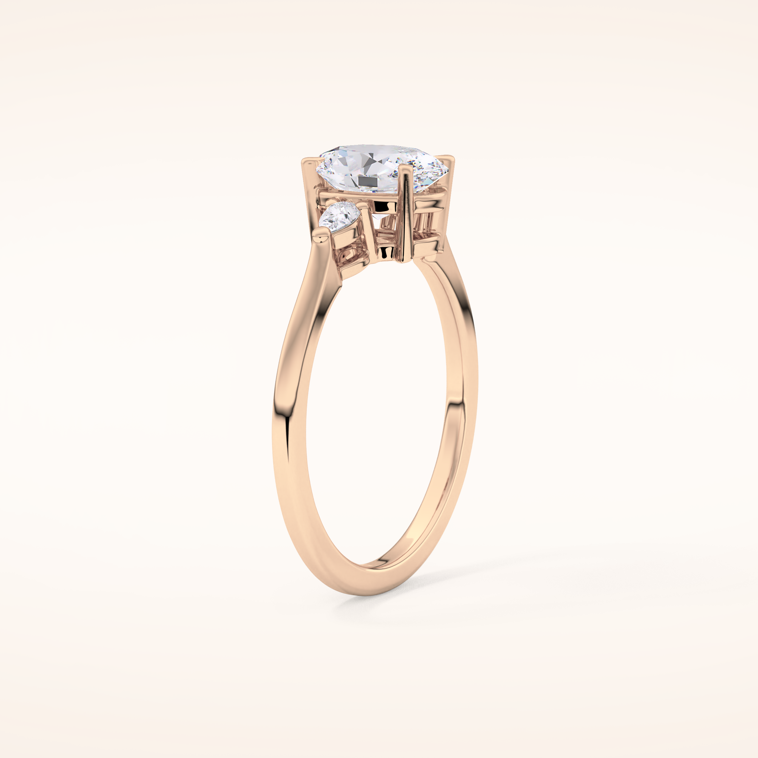 1 CT Oval Shaped Three Stone Moissanite Engagement Ring
