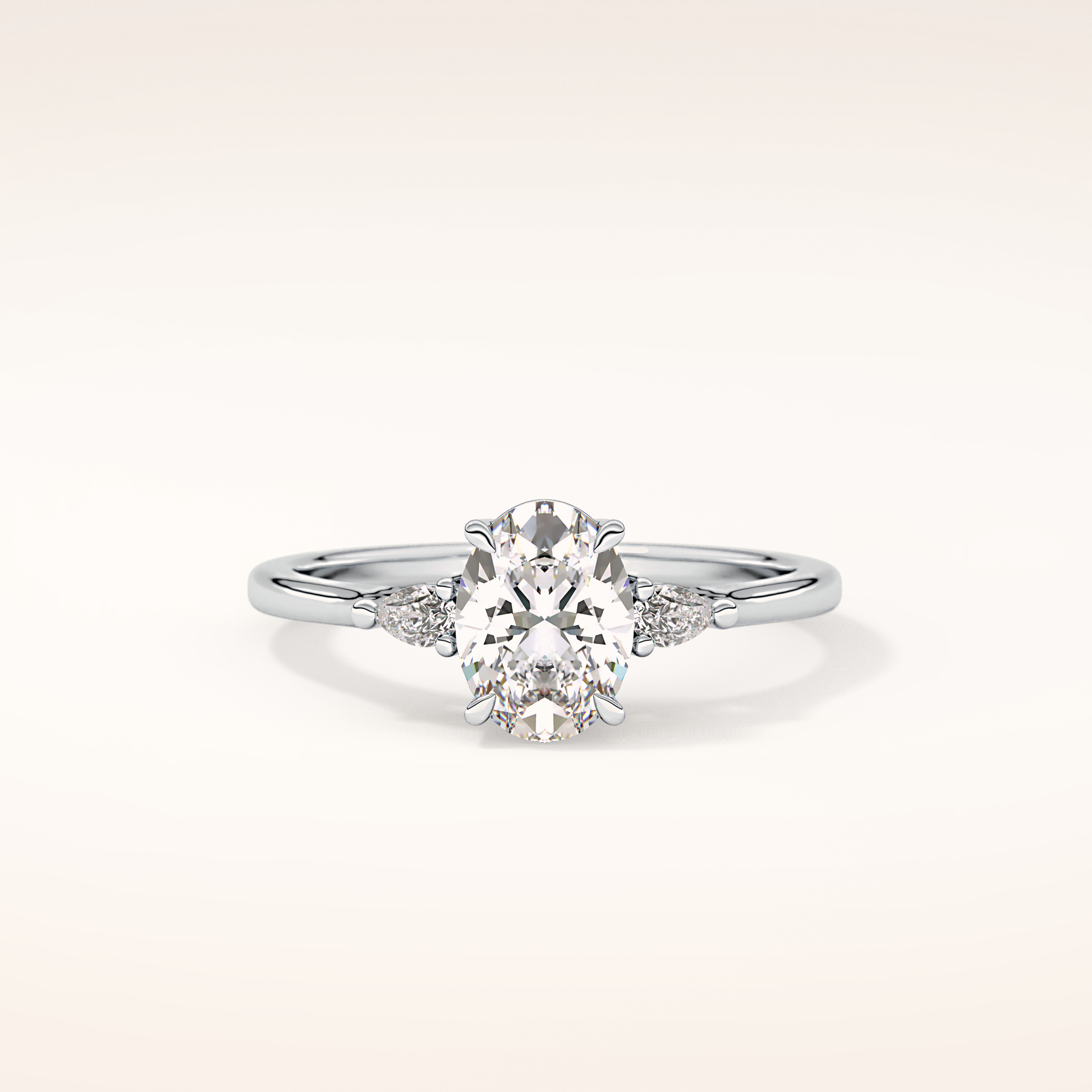 1 CT Oval Shaped Three Stone Moissanite Engagement Ring