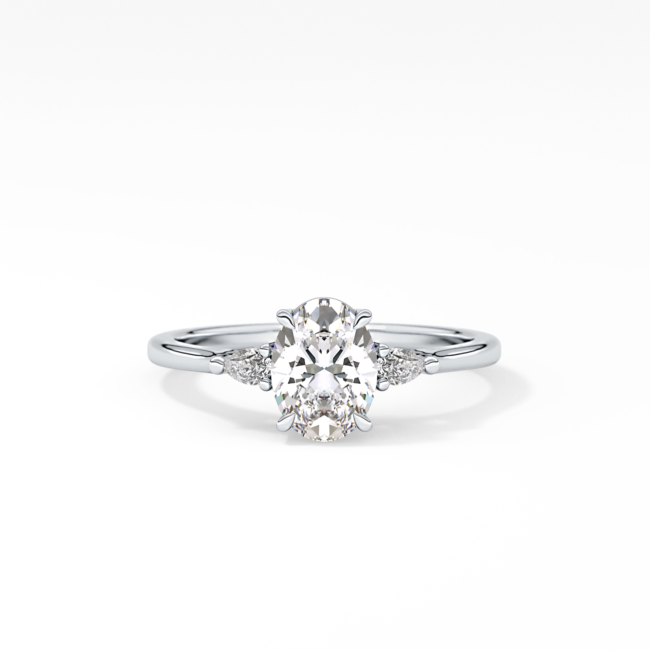 Oval Three Stone Lab Grown Diamond Engagement Ring