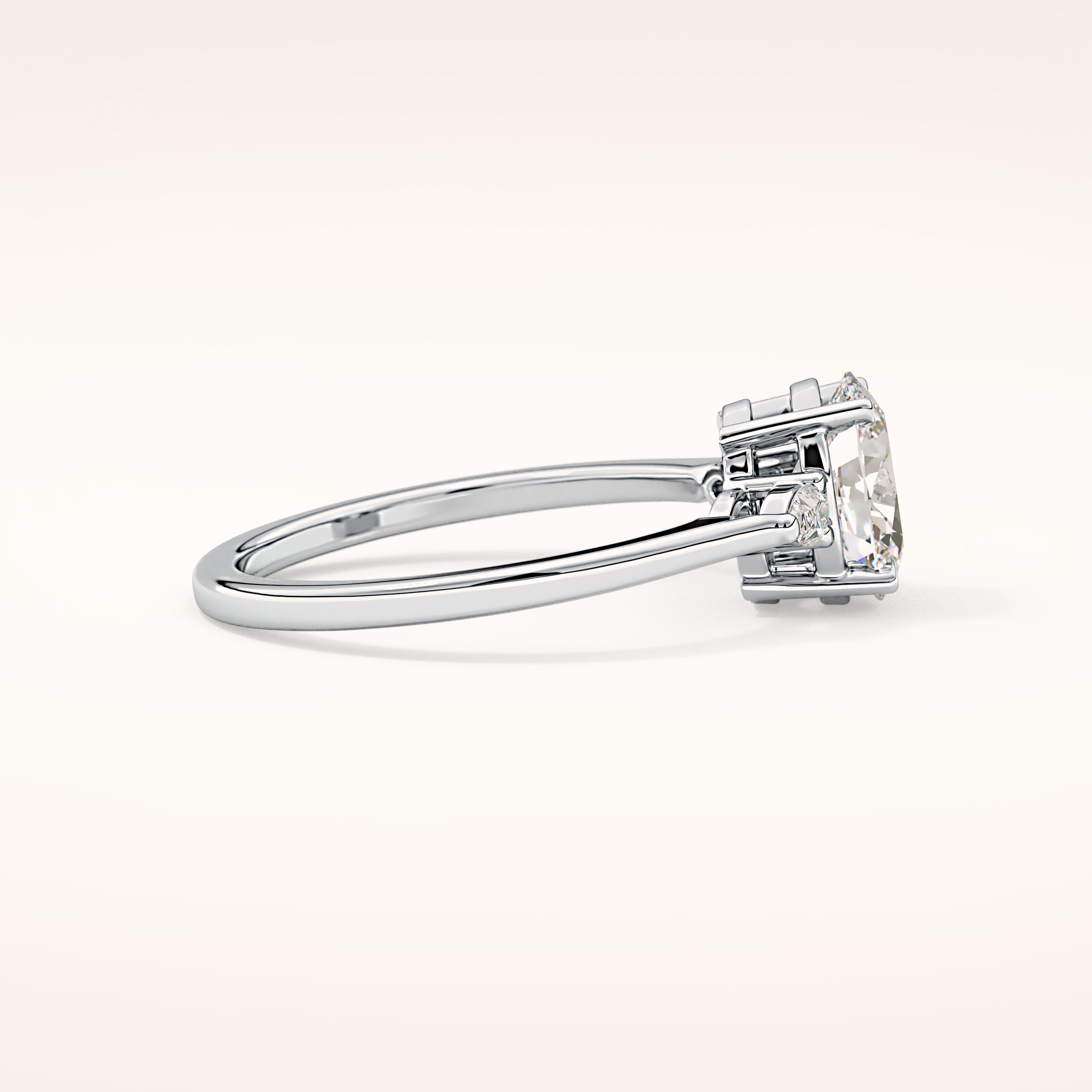 1 CT Oval Shaped Three Stone Moissanite Engagement Ring