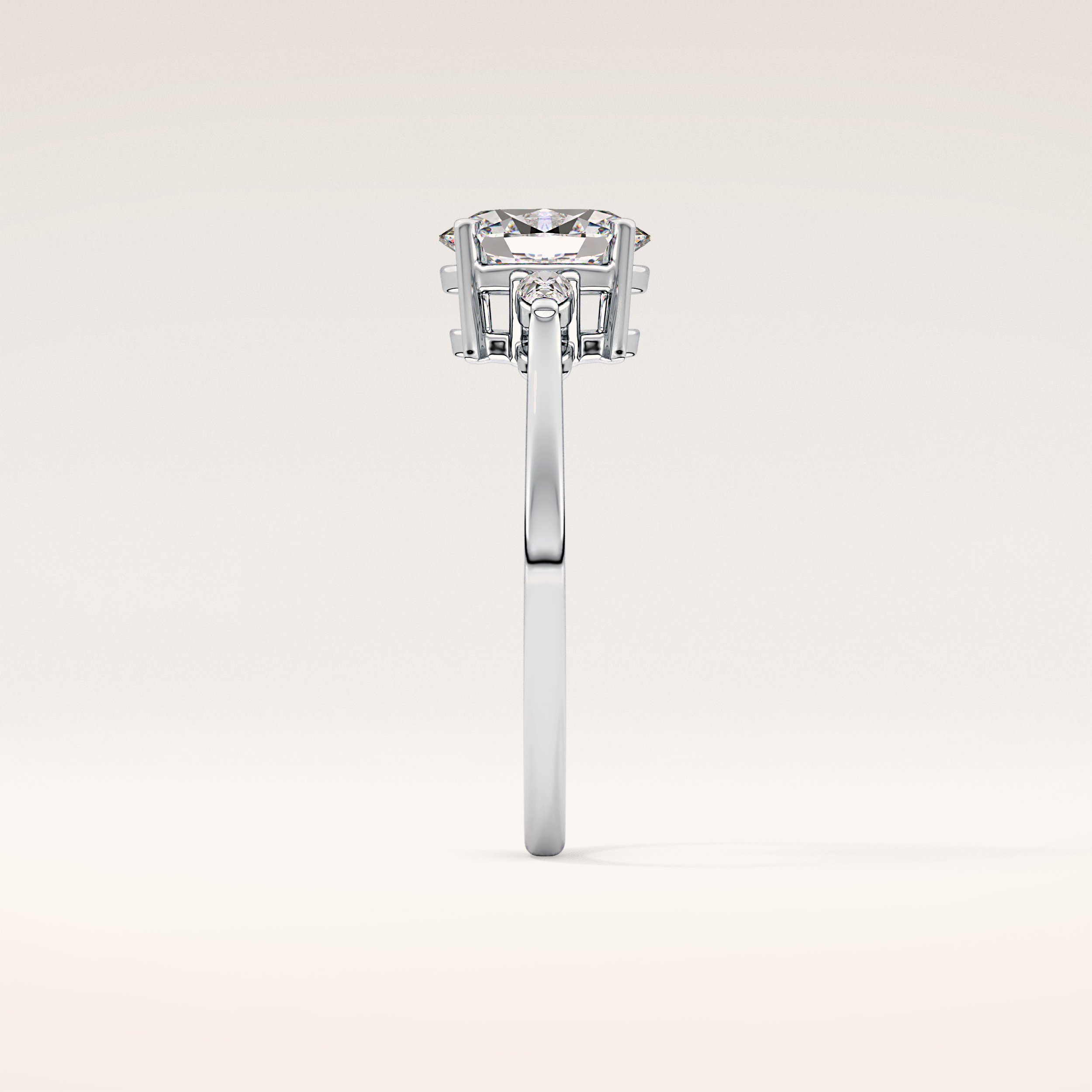 1 CT Oval Shaped Three Stone Moissanite Engagement Ring